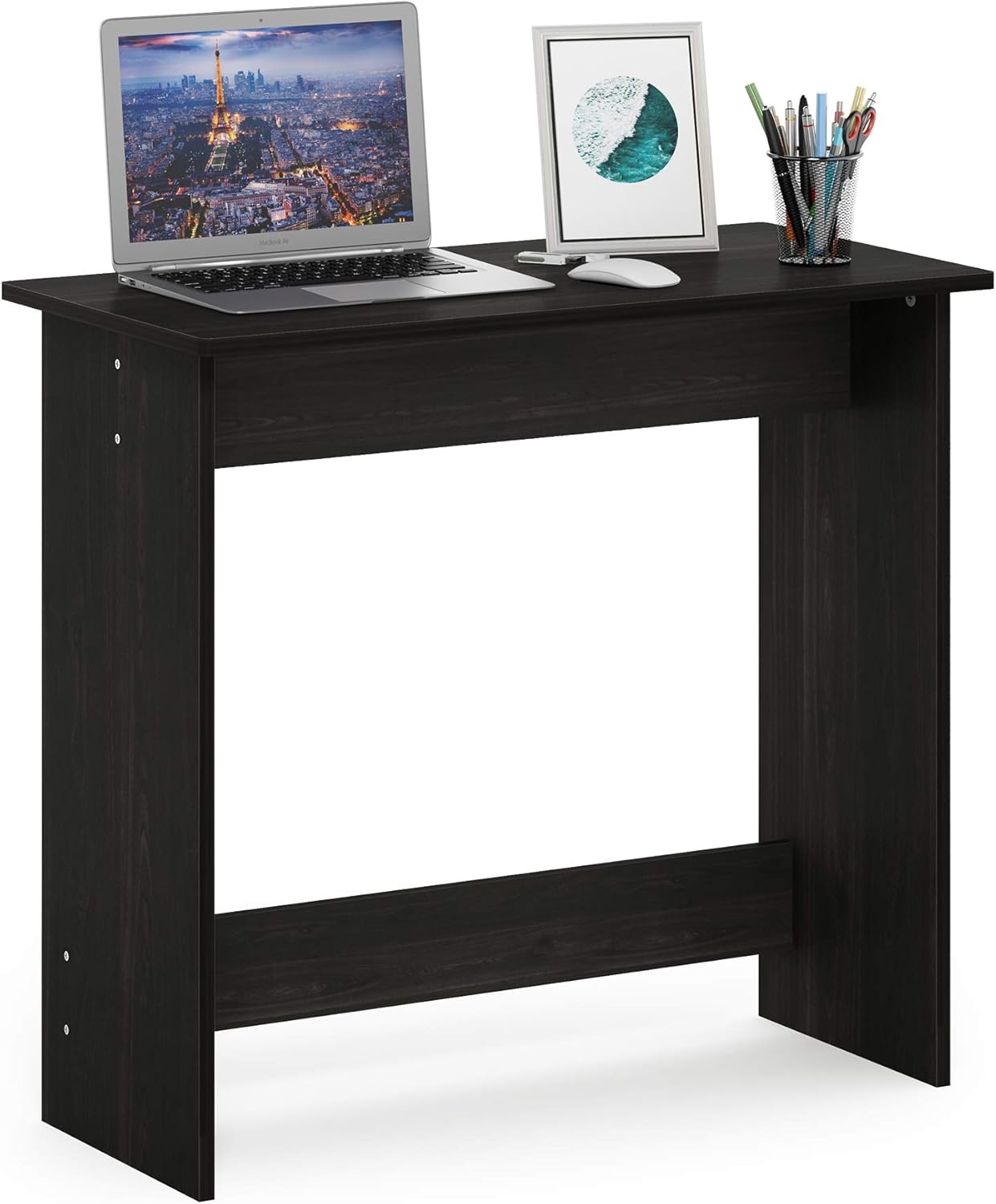 Furinno GO GREEN Desk, 31.5" Wide Gaming Desk with 2 Side Shelves and Storage Bins, Computer Desk, Office Desk for Home Office, Study Room, Dorm, Bedroom, Black