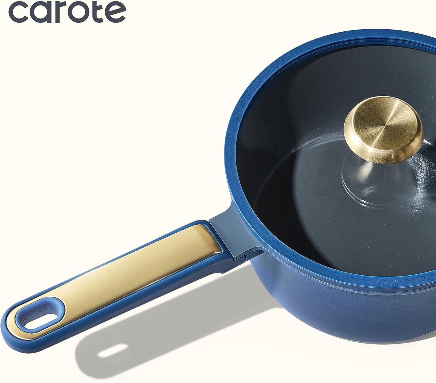 CAROTE Ceramic Cookwar Set, Pots and Pan Set Non Stick 16 Piece, Cookware Set Kitchen Cooking Set Non Toxic, PFAS PTFE Free, Blue