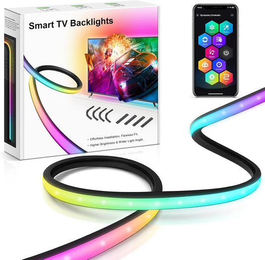 TV LED Backlight 16.4ft for 55–70 Inch TVs, RGB Bias Lighting Strip with App & Remote Control, Compatible with Alexa & Google Assistant, Music Sync Ambient Lighting for Gaming Room & Home Theater