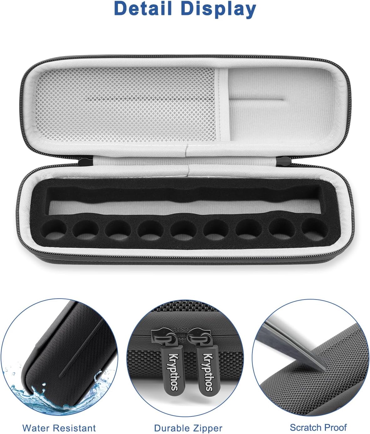 Krypthos Diabetic Supplies Travel Carrying Case, Daily Use Insulin Pen Holder Case for Insulin Vials, Insulin Pens, and Needle Storage