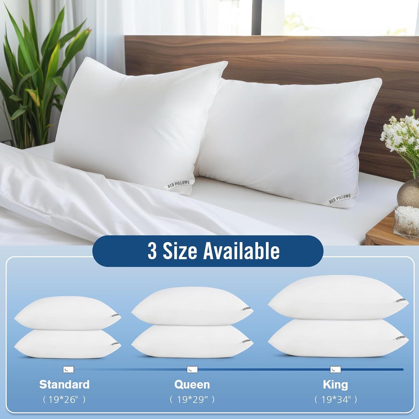 Piwaal Luxury Hotel Pillows for Sleeping 4 Pack,Bed Pillows Standard Size Set of 4,Down Alternative Filling,Pillows for Back,Stomach or Side Sleepers