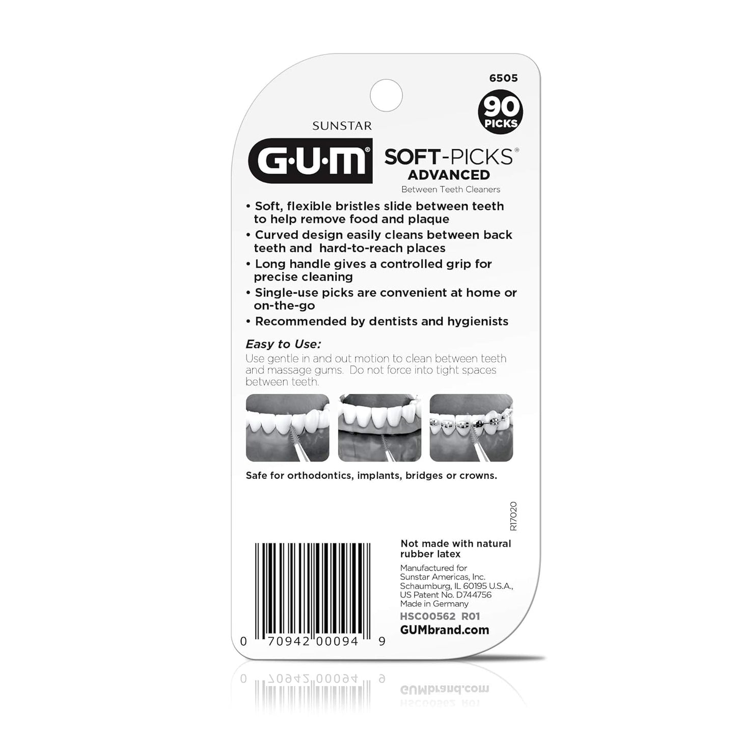 GUM Soft-Picks Advanced – Easy-to-Use Interdental Picks for Plaque Removal & Gum Health with Convenient Carry Case, Dentist Recommended, 90 Count (Pack of 3) 270 Total