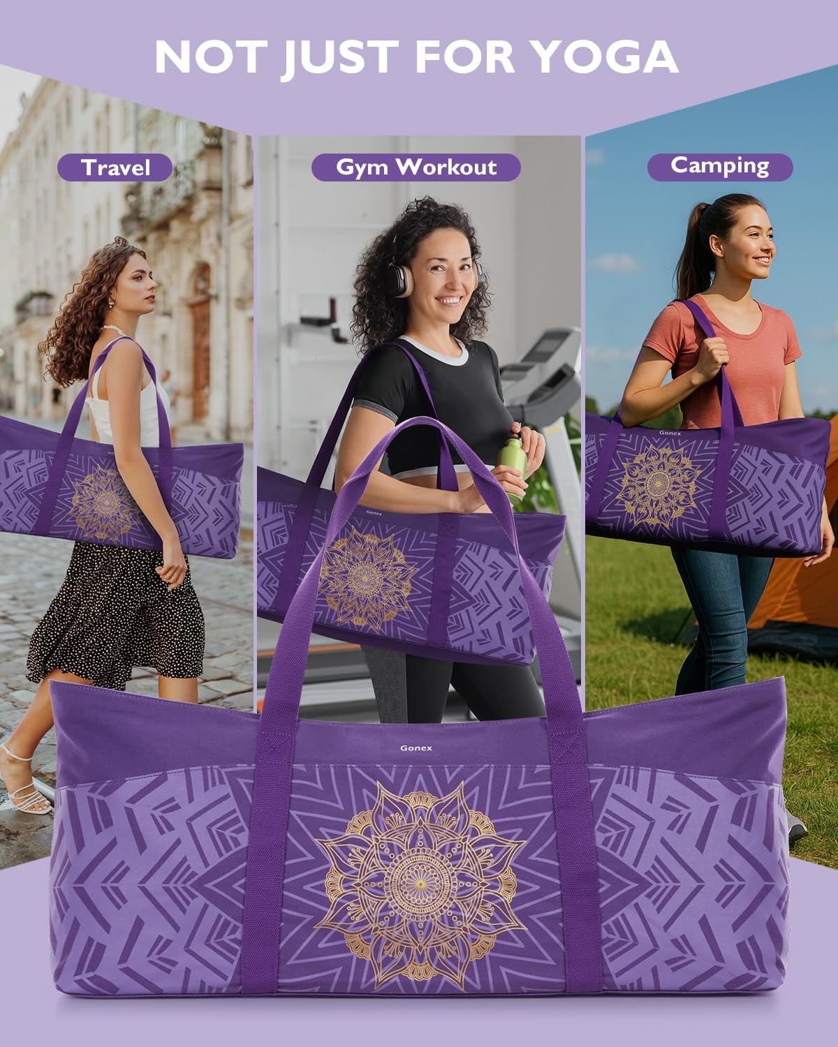 Gonex Yoga Mat Bag For Women, 60L Extra Large Pilates Mat & Blocks Carrier