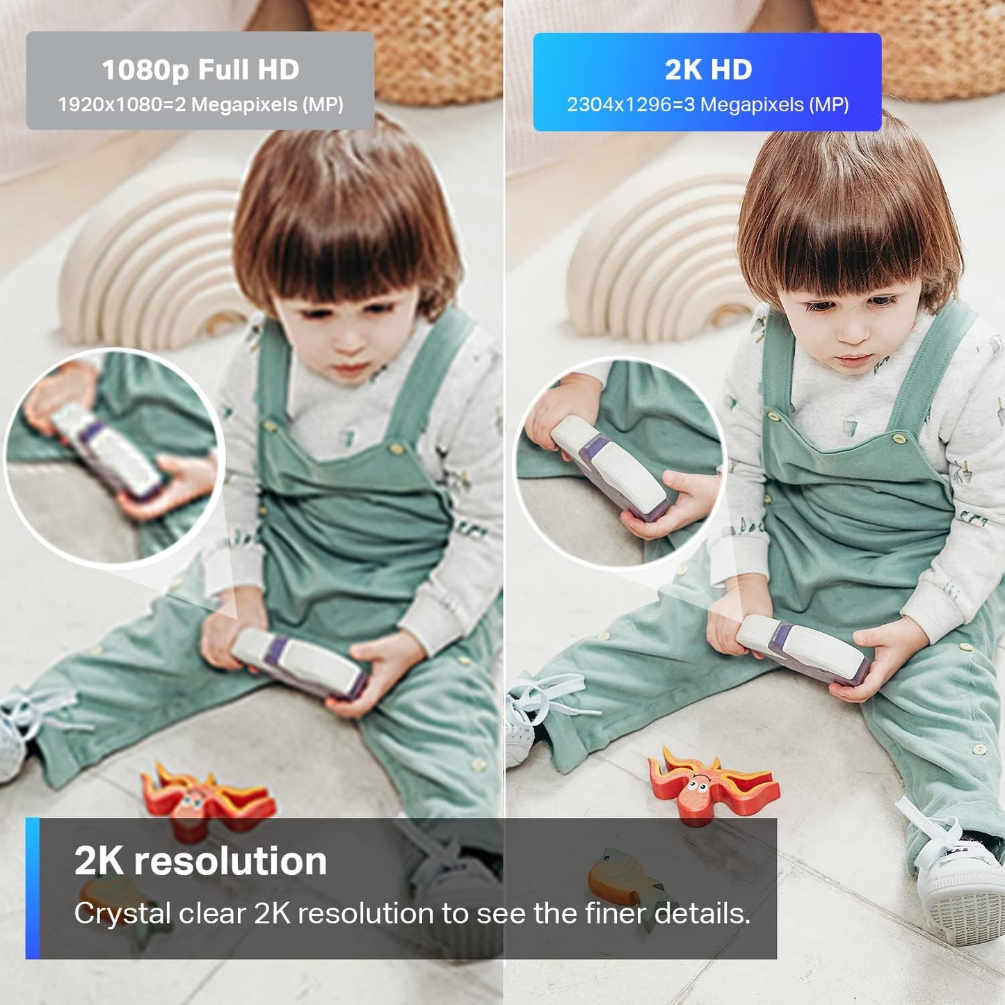 Tapo TP-Link 2K Pan Tilt Security Camera for Baby Monitor, Dog Camera w/Motion Detection, 2-Way Audio Siren, Night Vision, Cloud &SD Card Storage (Up to 256 GB), Works with Alexa & Google Home (C210)