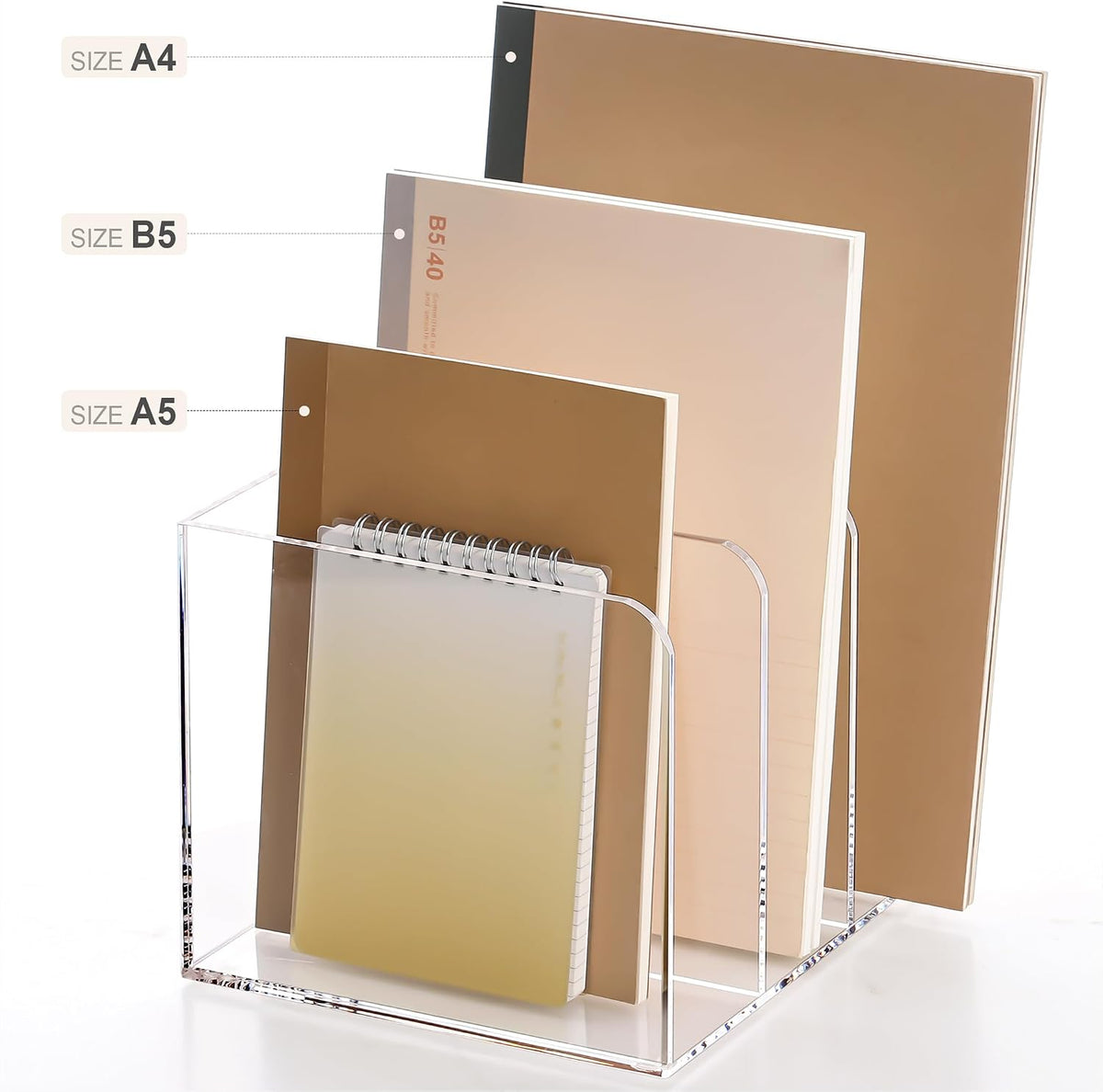 Magazine Holder, Clear Acrylic Magazine Rack, File Organizer for Office Desk, Book Organizer,-One-Piece-3 Vertical spaces,1 pack (B5)……