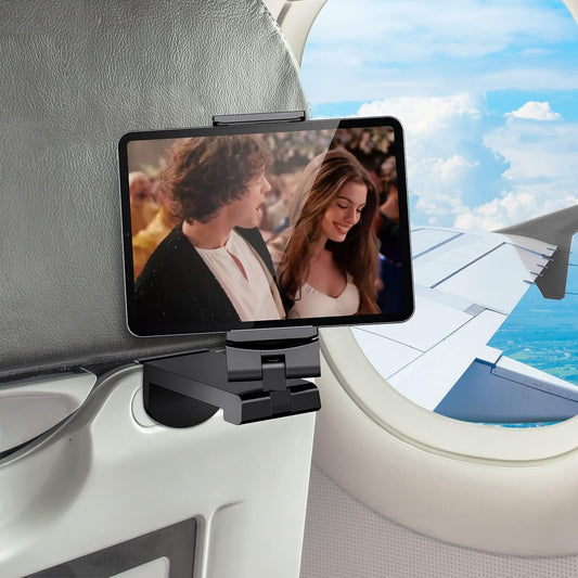 Universal Airplane Tablet Holder, with Multi-Directional Dual 360 Degree Rotation, Pocket Size Tablet Holder for Airplane, (Devices 3.5" to 7.67” Width Max Weight is 1.5 lbs)