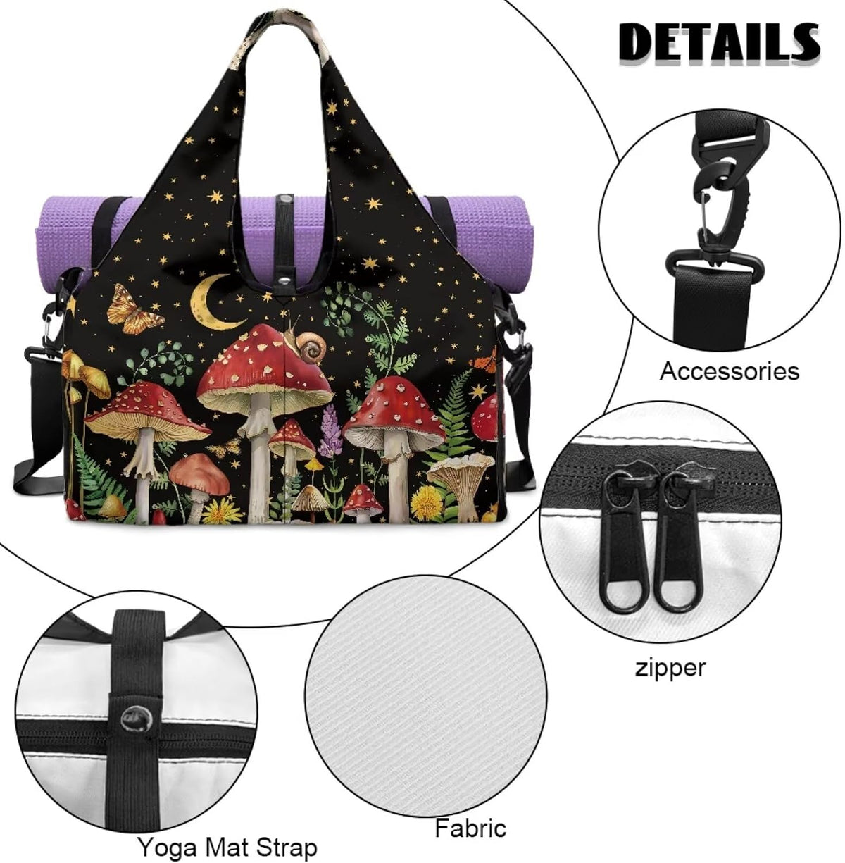 Yoga Mat Bag for Men Women Canvas Yoga Mat Carrier Take In Out Mat Easily for Beach Swim Bags Pool Sports Gym