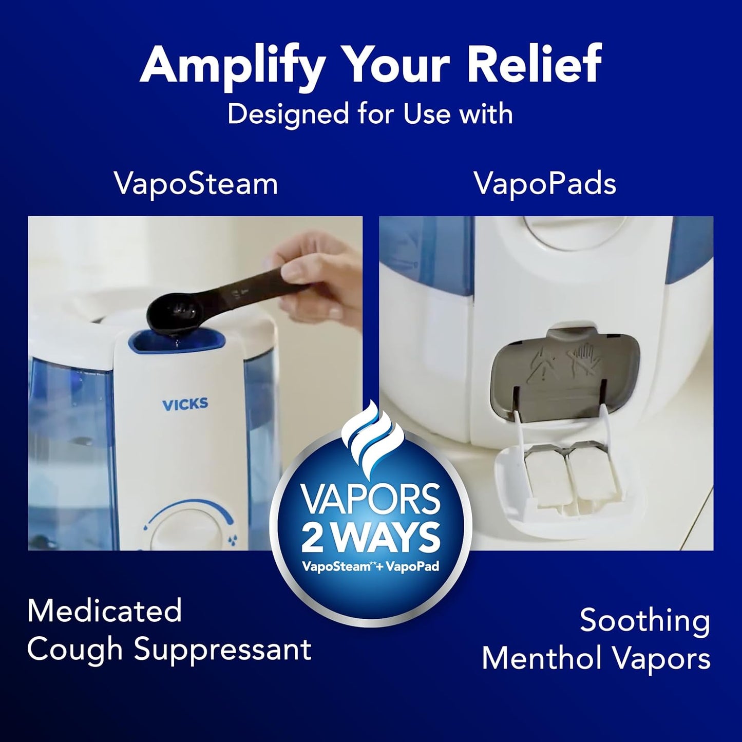 Vicks CoolRelief Cool Mist Humidifier Small to Medium Room Vaporizer for Baby, Kids, Adults, 1.2 Gal