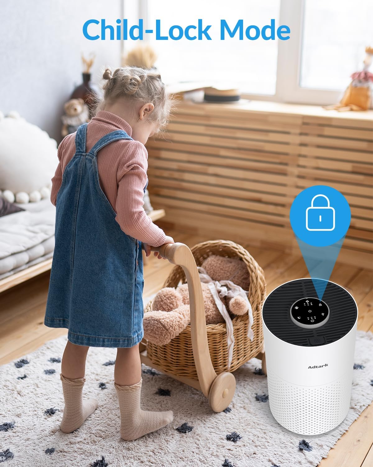 Air Purifiers for Home Bedroom, ADTARK Air Cleaner with 3-in-1 Filter, Sleep Mode & Aroma Function, 3 Light Modes, Room Air Purifier with 3 Timer for Office, Dorm, Hotel (White)