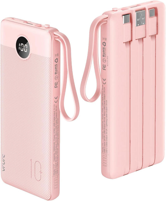 VRURC 22.5W 10000mAh Fast Charging Power Bank Built‑in 4 Cables