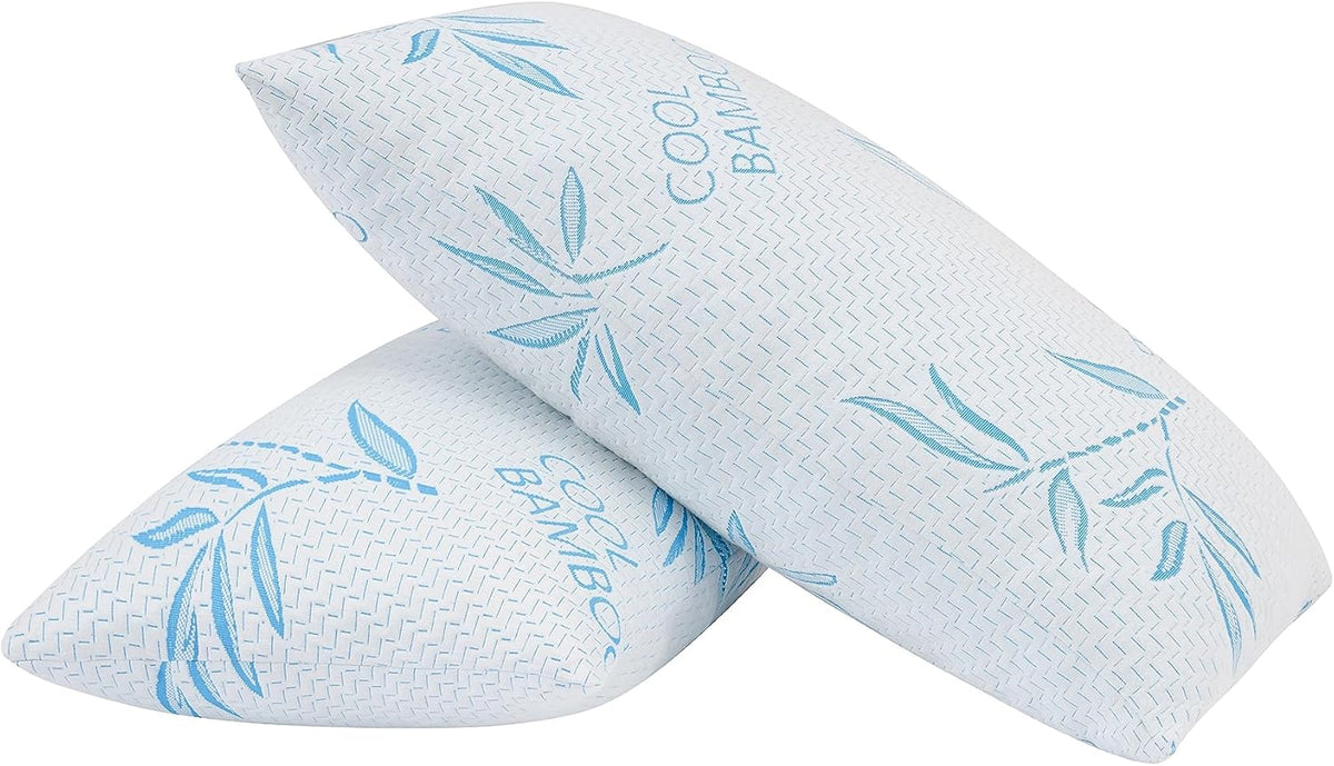 ComfySleep Queen Size 2 Pack Rayon Made from Bamboo Pillows for Sleeping, Cooling Shredded Memory Foam Adjustable Bed Pillow with, Removable/Washable Cover (Queen 2 Pack)