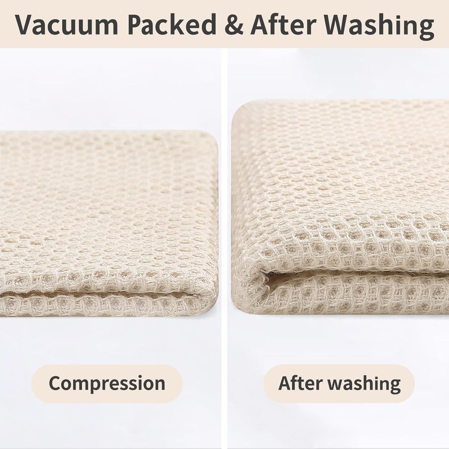 Homaxy 100% Cotton Kitchen Towels and Dishcloths Set, 12 x 12 Inches and 13 x 28 Inches, Set of 8 Bulk Kitchen Towels Set, Ultra Soft Absorbent Dish Cloths for Washing Dishes, Beige