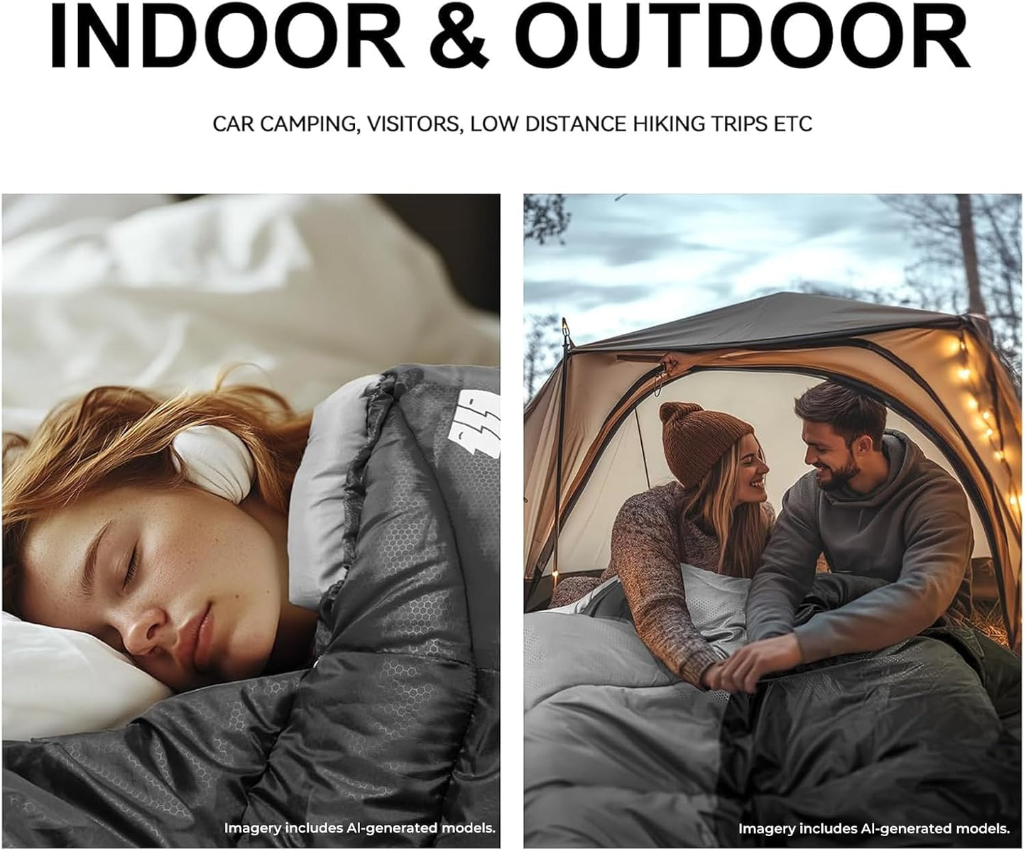 Sleeping Bags for Adults Cold Weather & Warm,Backpacking Camping Sleeping Bag for Tall Girls Boys,Lightweight,Compact,Waterproof Camping Gear for Traveling,Hiking,Hotel,Outdoor & Indoor
