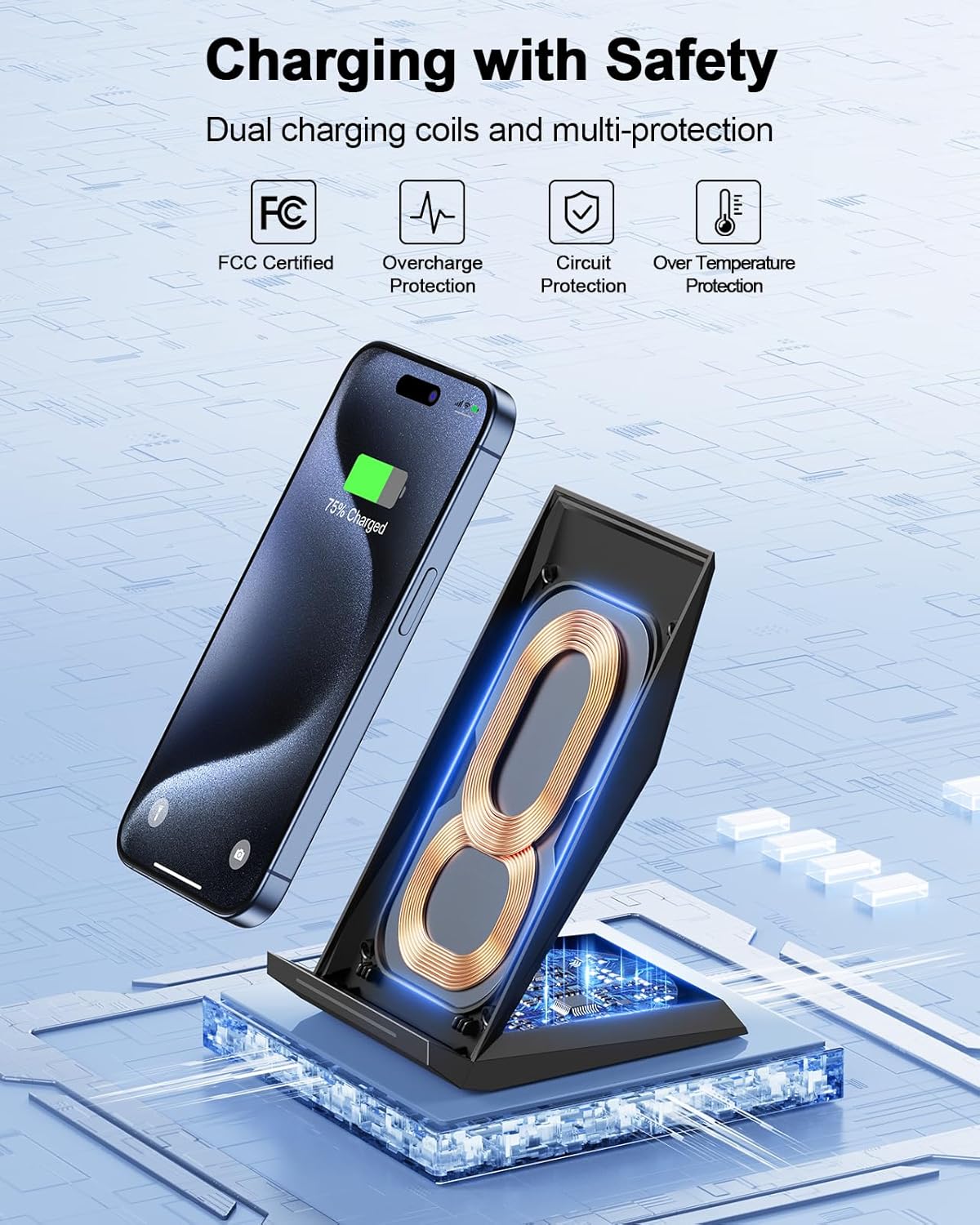 NANAMI Fast Wireless Charger with USB Phone Charger, Charging Stand with 20W PD Adapter for iPhone 17/17 Pro/17 Pro Max/16/16 Plus/15/14/13, 10W for Samsung Galaxy S26/S26+/S25/S24/S23/S22/S21