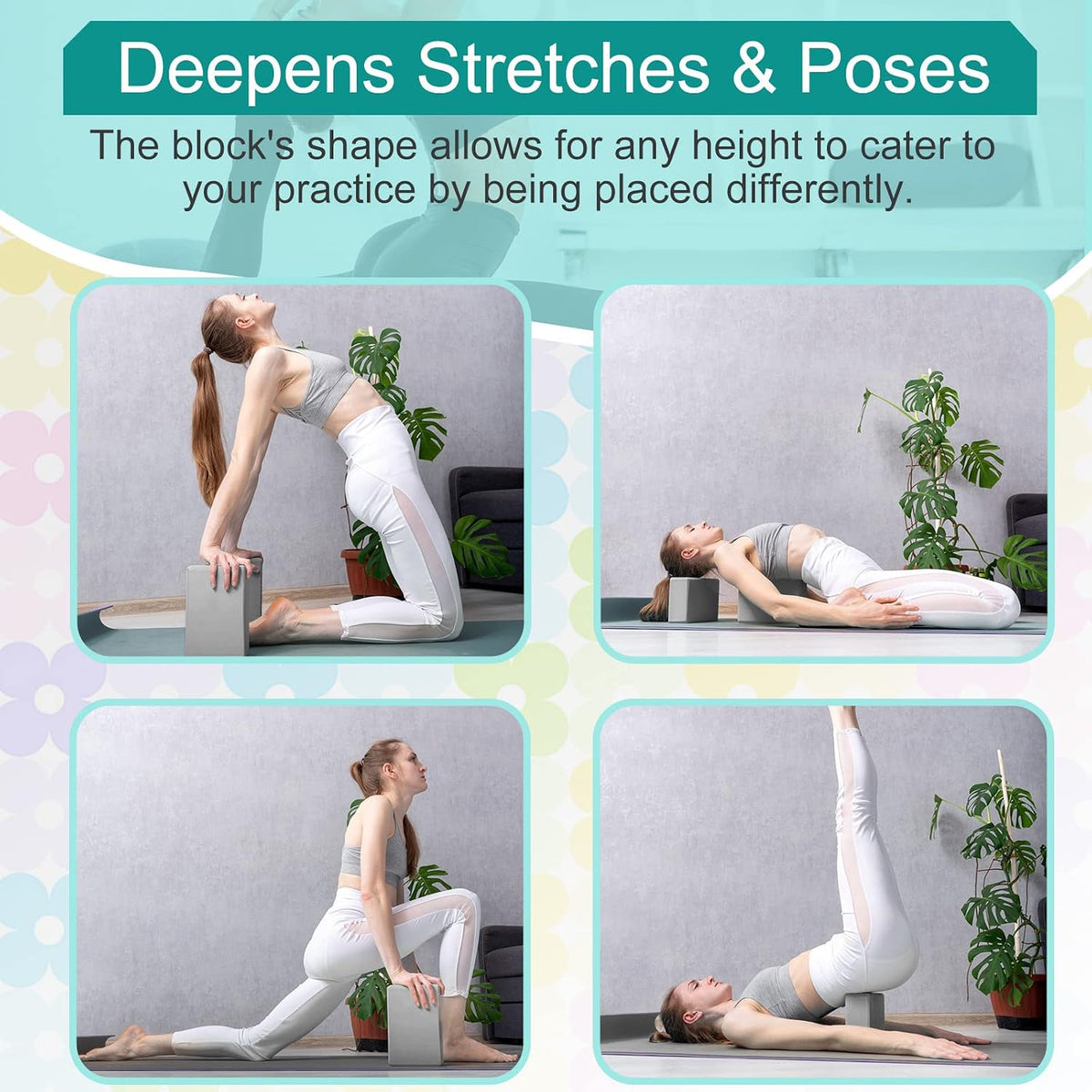 Meooeck 18 Pcs Yoga Blocks and Strap Set Include 12 EVA Foam Yoga Blocks Bulk 9"x6"x3" with 6 Adjustable 8 ft Straps D Ring Non Slip Props for Stretching Pilates Workout Studio Home Gym