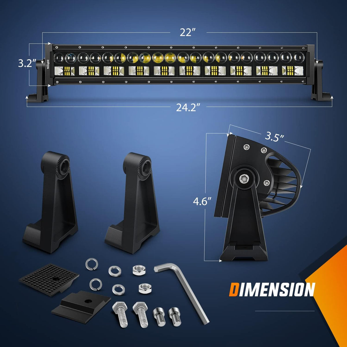 Nilight LED Light Bar 7D 22" 150W 15000LM Double Row Flood Spot Combo