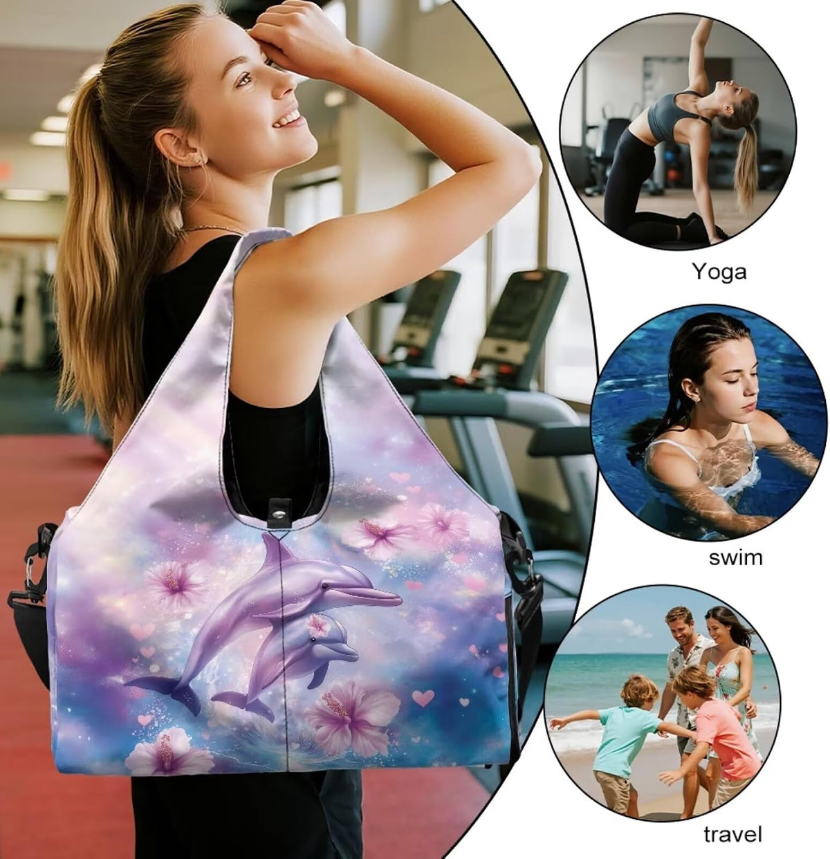 Gym Bag with Yoga Mat Holder Large Tote Bag With Multi Pockets for Women Men Dry Wet Separated Pocket Carryall Yoga Tote Bag for Pilates Travel Workout Office