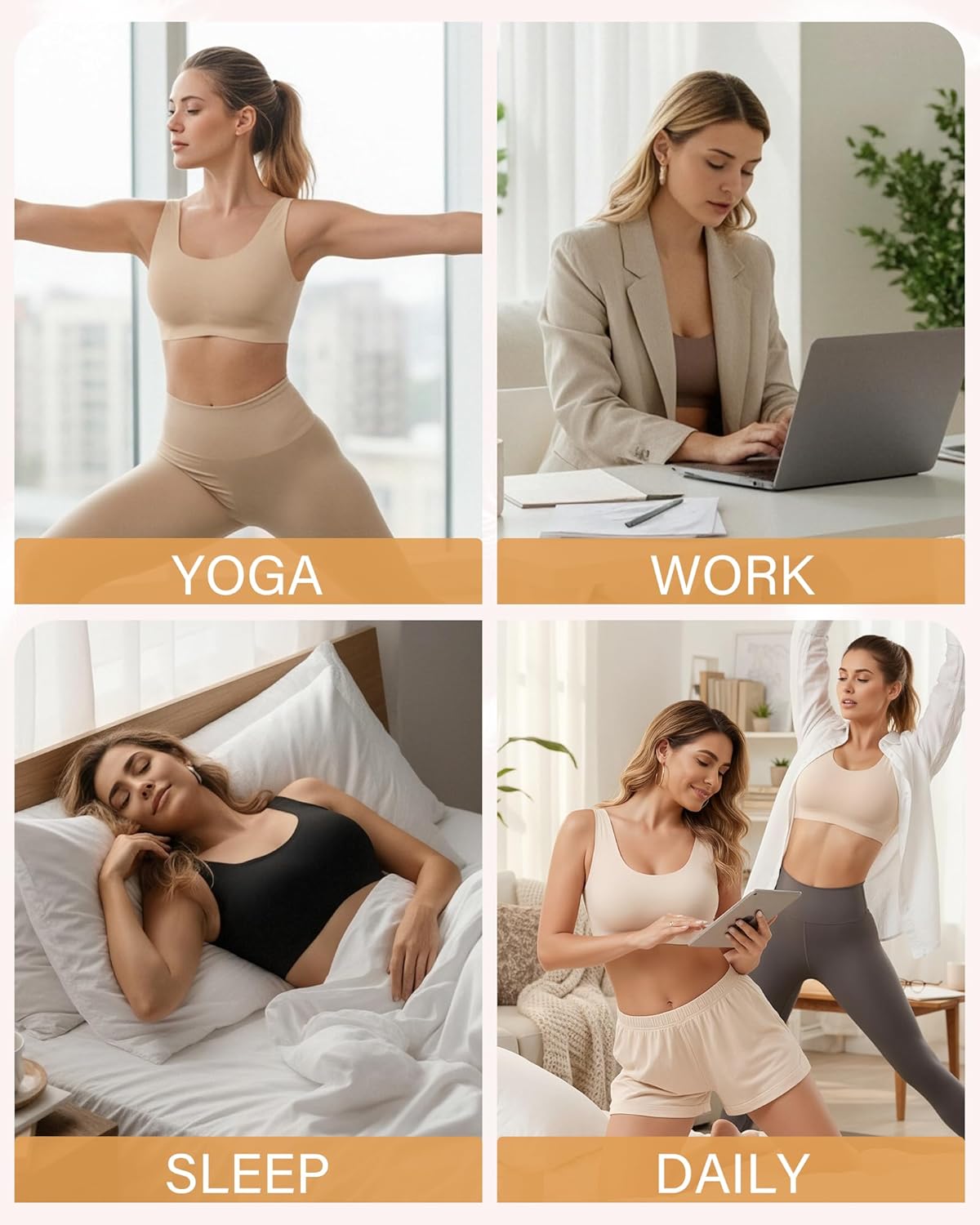 Wireless Bras for Women No Underwire Seamless Full Coverage T-Shirt Pullover Sleep Bra Comfort Lounge Bralette