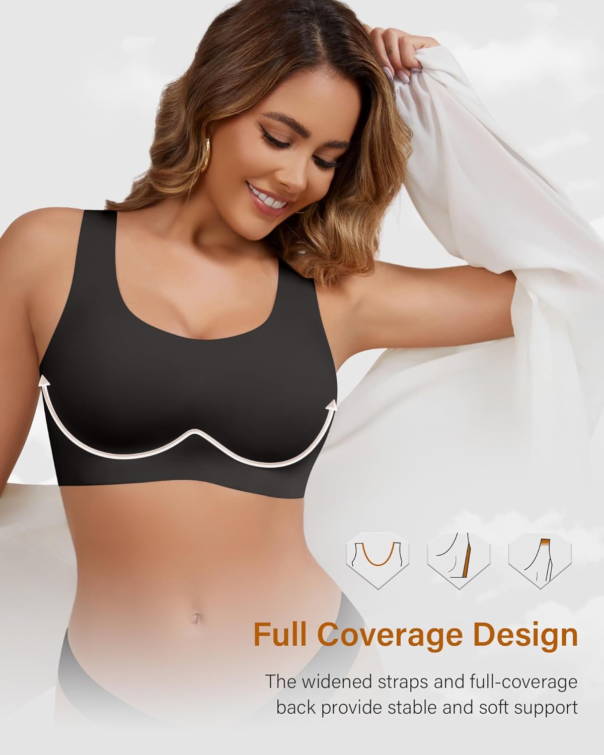 Wireless Bras for Women No Underwire Seamless Full Coverage T-Shirt Pullover Sleep Bra Comfort Lounge Bralette