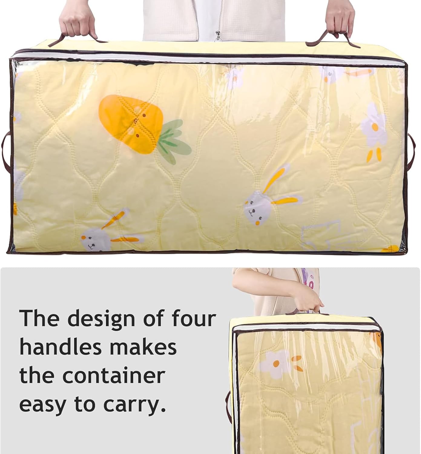 90L Under Bed Storage Containers, Closet Organizers and Storage Bins, Foldable Underbed Storages Bags for Blankets, Towels, Comforter, Sweaters, Pillows, Linen Sheets, Wrapping Paper, 4 Pack Beige