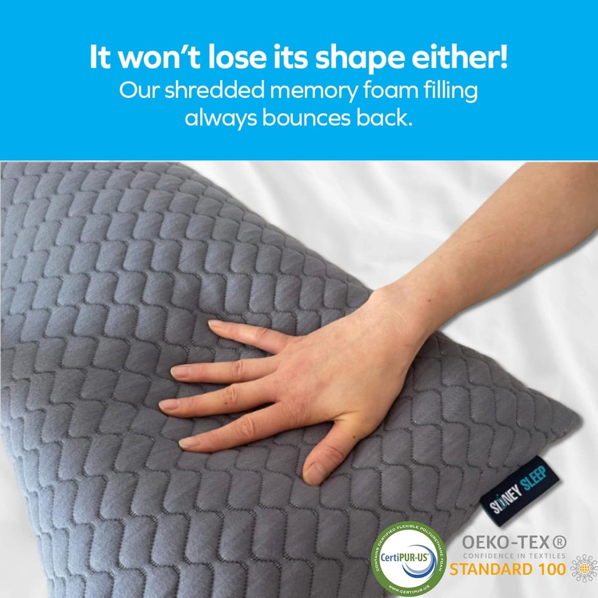 Sidney Sleep Adjustable Curved Pillows for Neck and Shoulder Support with Extra Shredded Fill - Cervical Contour Pillow for Side and Back Sleepers - Queen Size 19" x 29" CertiPUR-US Certified (Grey)