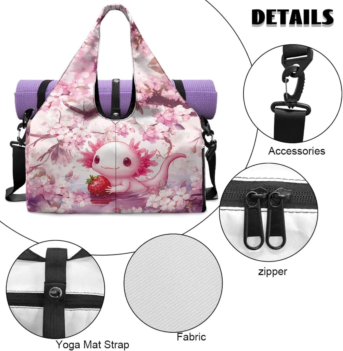 Gym Bag with Yoga Mat Holder Large Tote Bag With Multi Pockets for Women Men Dry Wet Separated Pocket Carryall Yoga Tote Bag for Pilates Travel Workout Office