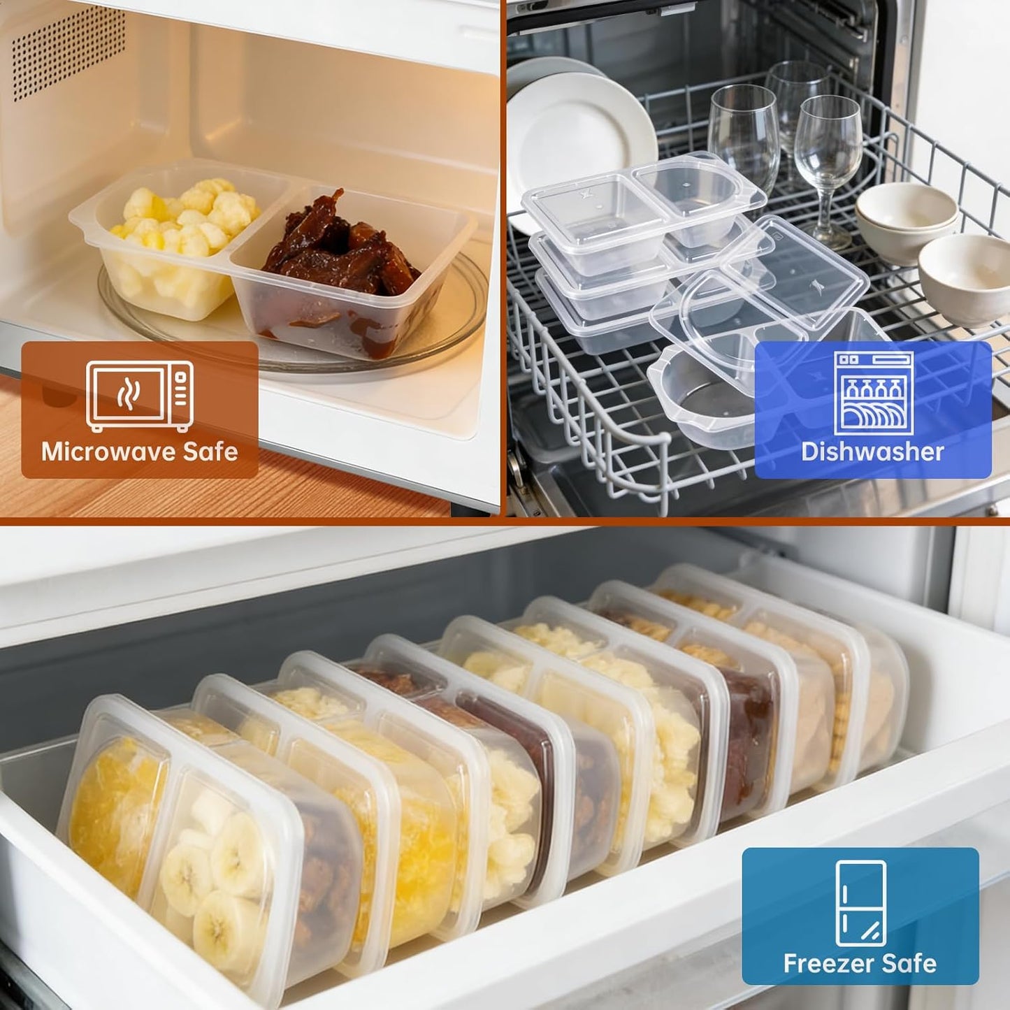 Reusable Snack Containers with Lids, Snack Containers, 20-Pack Snack Pack Containers, meal prep containers Double Compartment, Container Portion Control for On the Go Travel Essentials