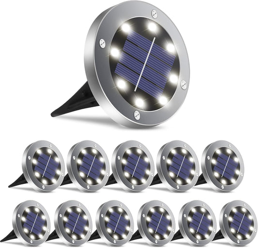 OULONGER 4.6inch Solar Lights Outdoor Waterproof,12Pack Solar Lights for Outside,Solar Garden Lights Landscape Lighting for Patio Pathway Lawn Yard Deck Driveway Walkway(White Light)