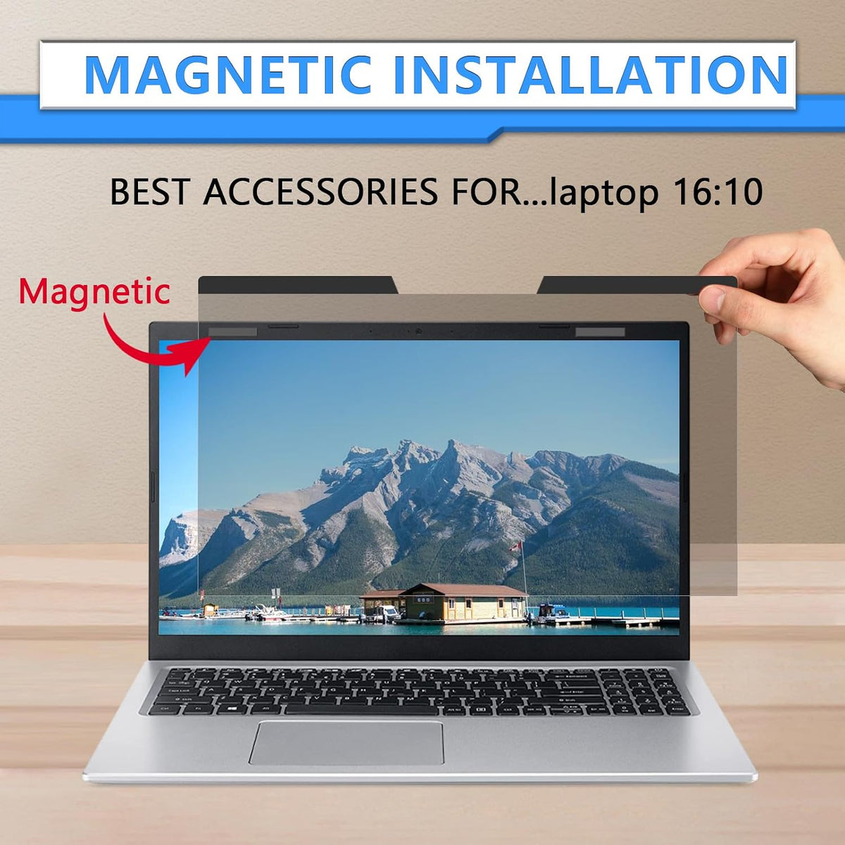 Magnetic Laptop Privacy Screen 13.3 Inch 16:10, Removable Privacy Filter