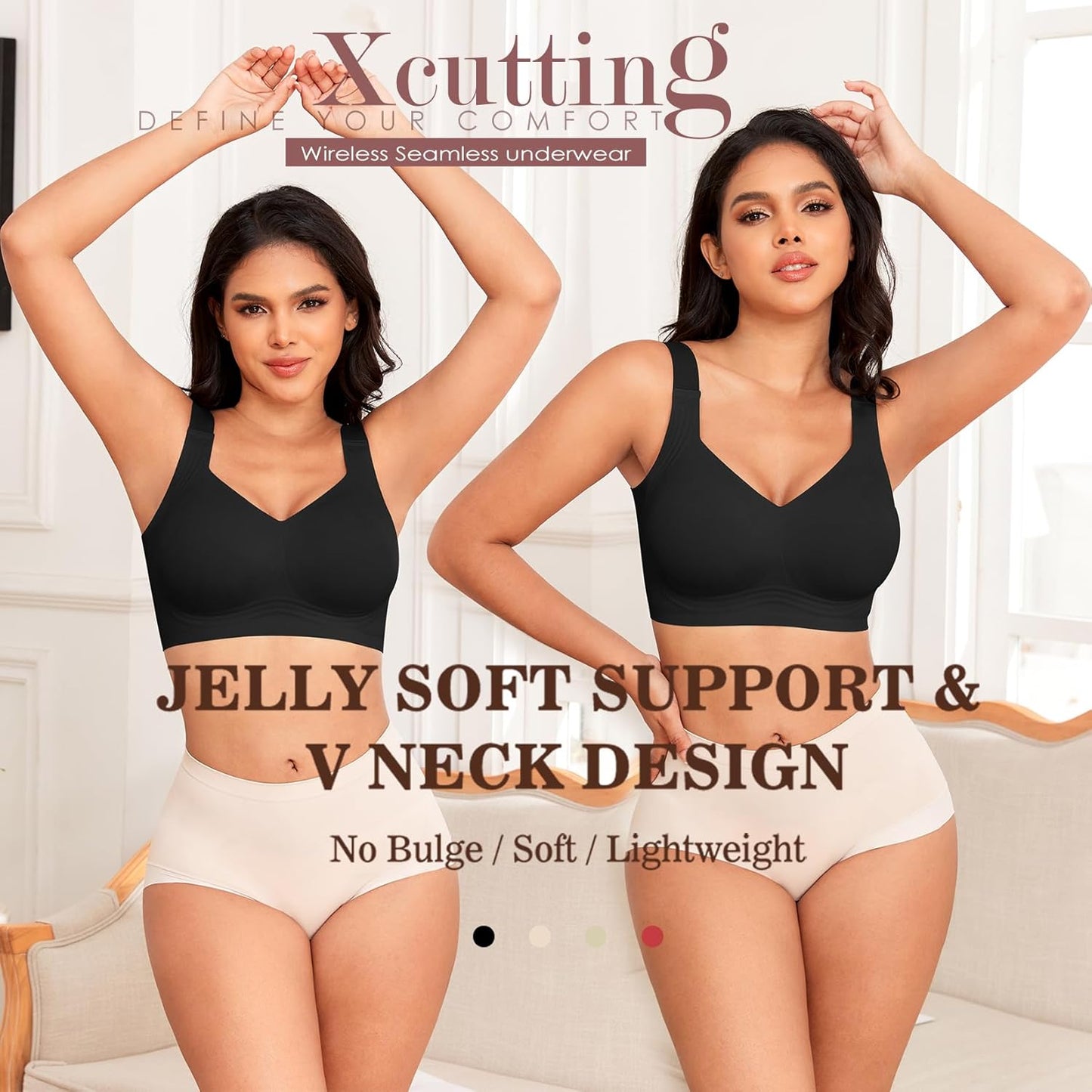Xcutting Women Wirefree Bras for Women Full Coverage No Underwire Everyday Bras Comfortable Wireless Padded Bras