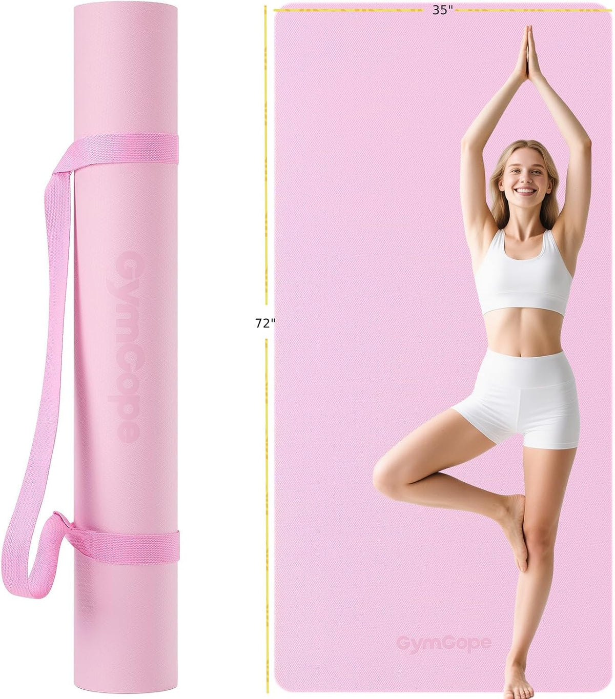 Extra Large Yoga Mat – 72"x48" or 78"x57", 1/4"–1/2" Thick Mat for Women & Men, TPE Non-Slip Pilates Mat for Home Gym, Yoga, Stretching, Meditation