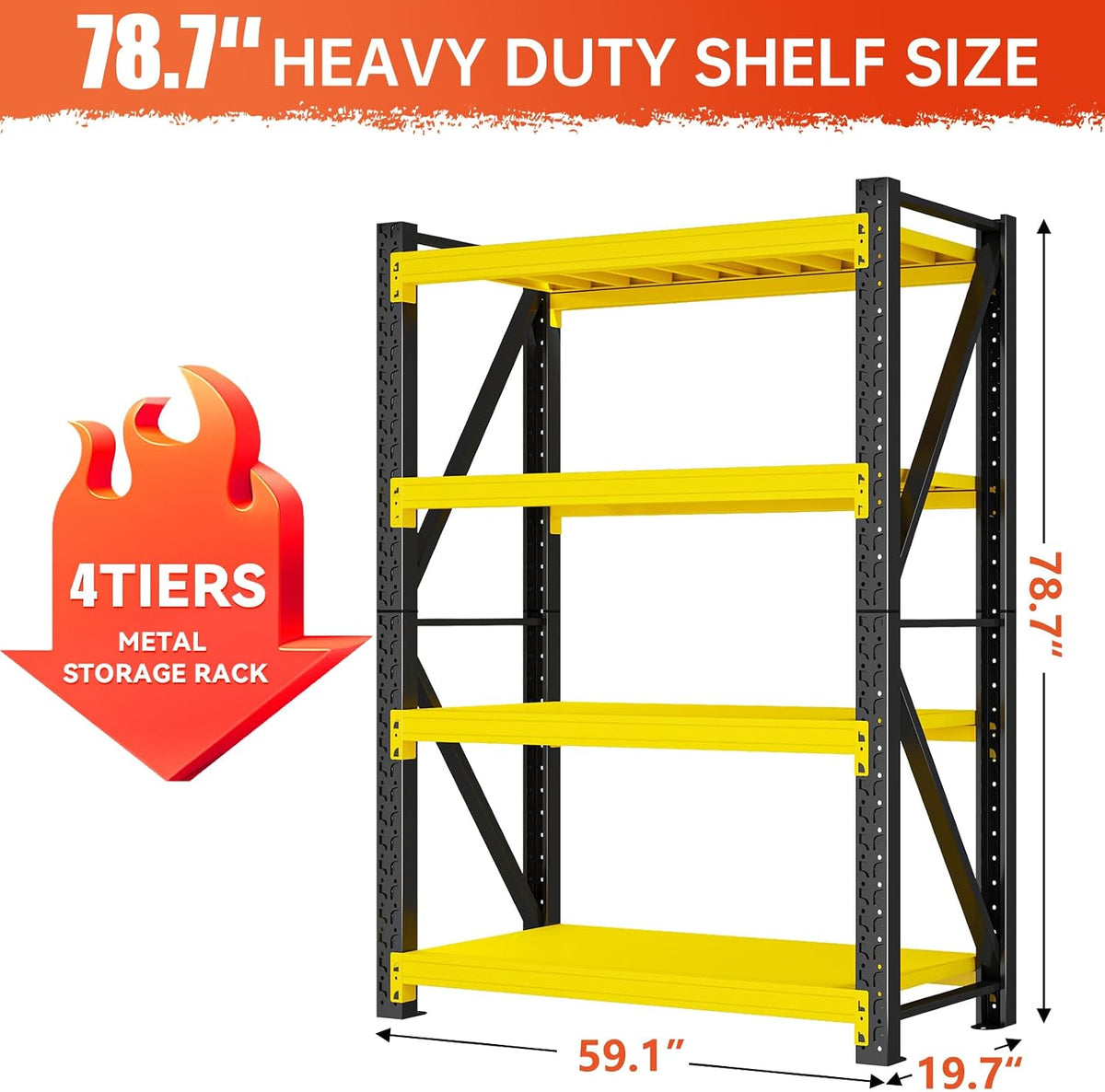 60"W x 20"D x 79"H Storage Shelves, 5000LBS Heavy Duty Metal Shelving