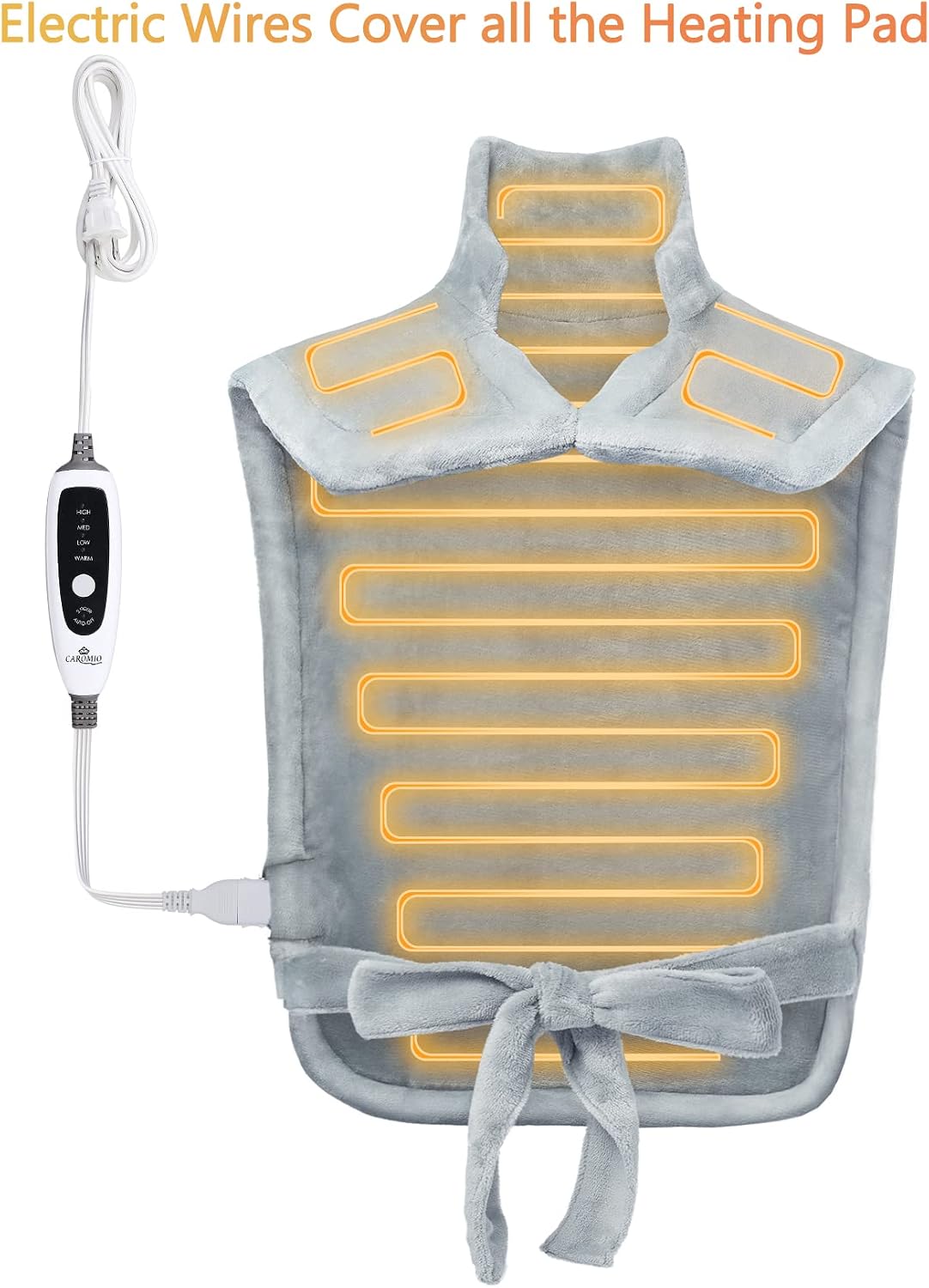 CAROMIO Heating Pad for Neck and Shoulders Back Pain Relief