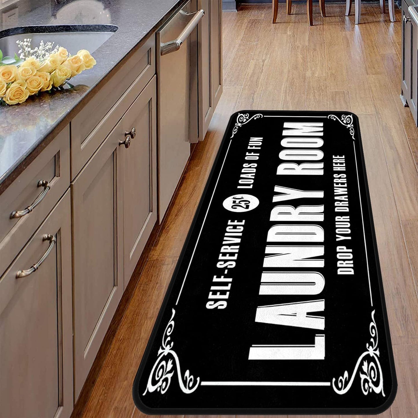 Black 2 Farmhouse Rug Runner.nslip, Waterproof Runner for Kitchen, Bathroom, Mudroom Decor 20''x48''