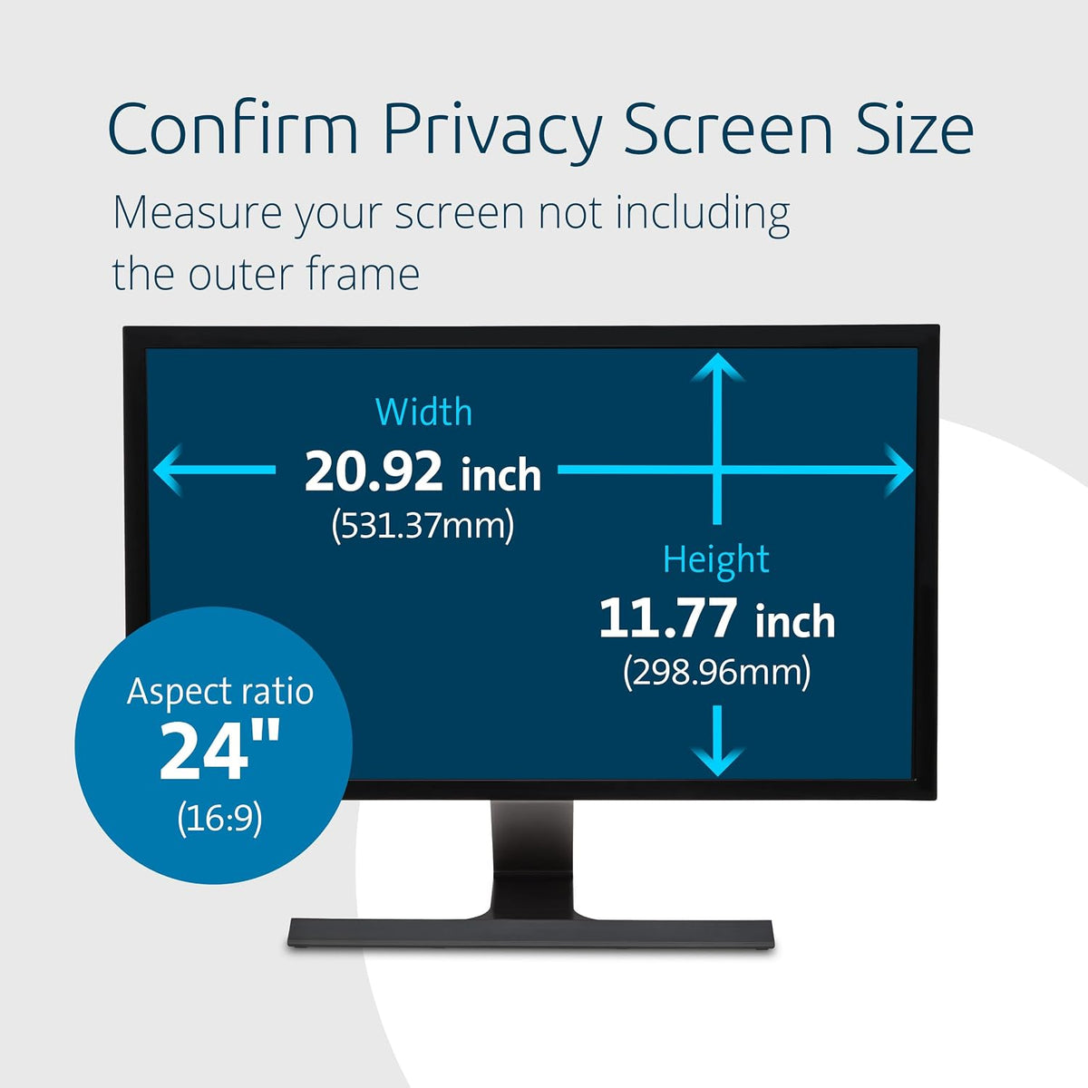 Kensington 24 inch Computer Privacy Screen for Desktop, 16:9 Widescreen Monitor, FP240W9 Anti-Glare Blue Ray Reduction Computer Privacy Filter for Dell Asus Acer LG Samsung AOC Monitors, K55413WW