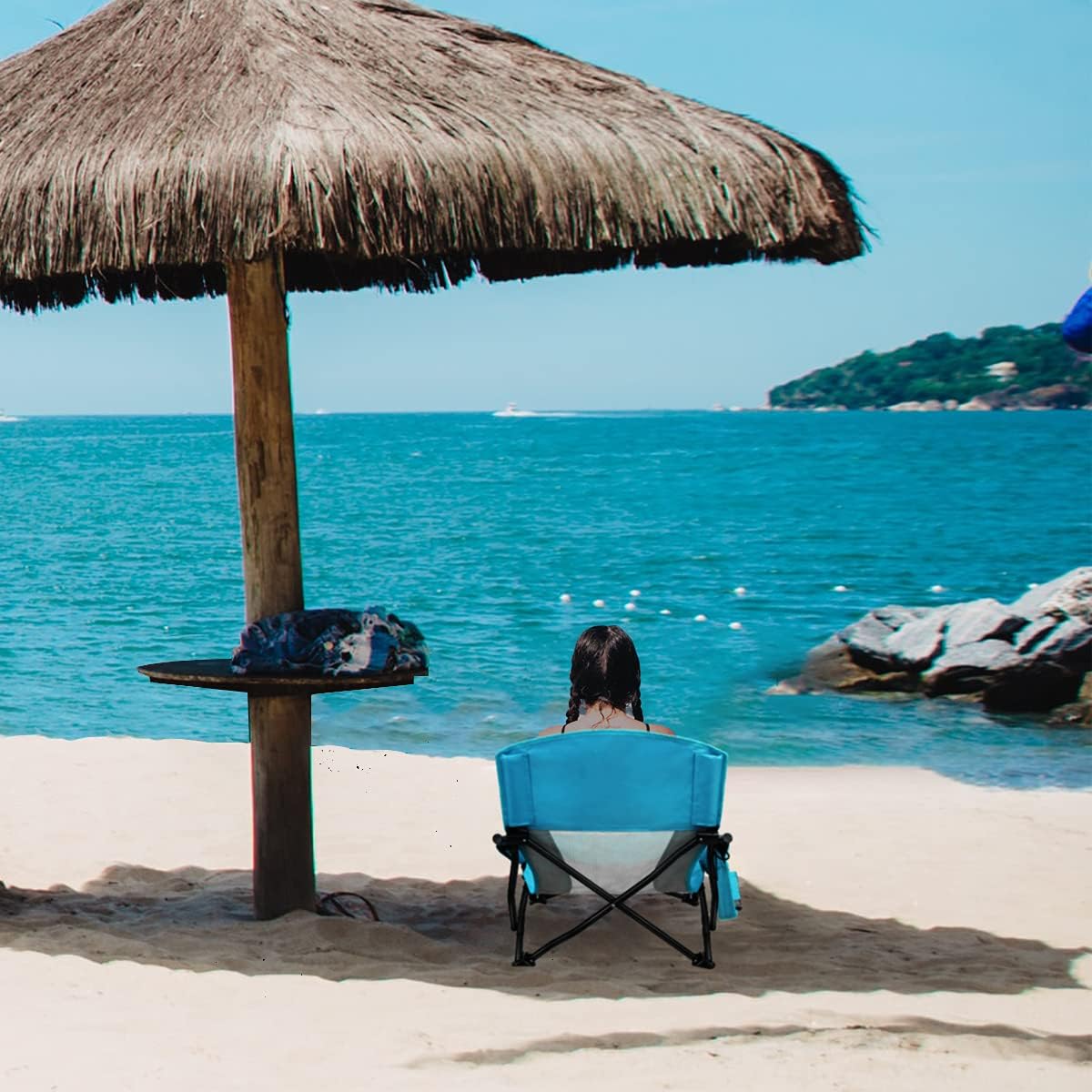 Oileus Low Beach Chair for Beach Tent/Shelter/Camping/Outdoor Ultralight Backpacking Folding Recliner Chairs with Cup Holder/Storage Bag, Carry Bag, Breeze Mesh Back, Compact Duty 2 Pcs