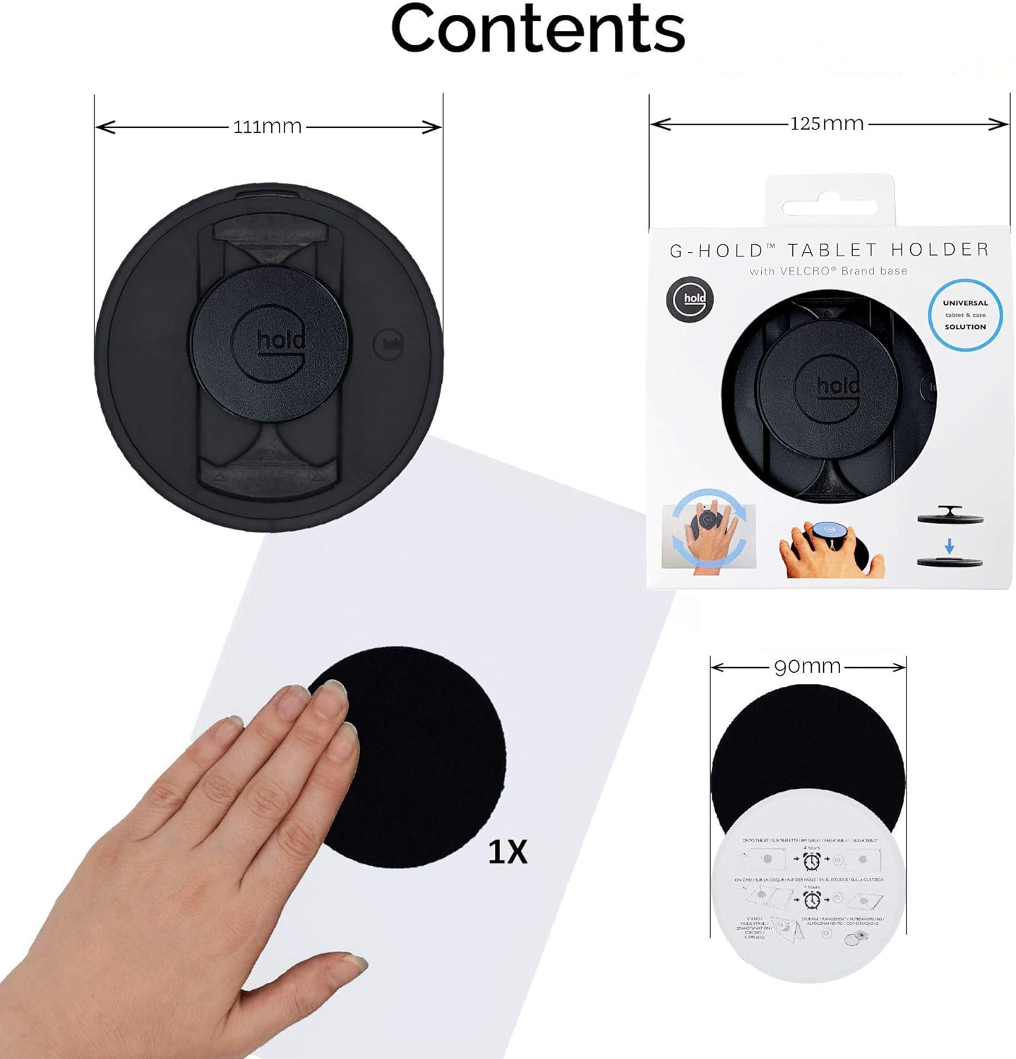 G-Hold® - Comfort Tablet Holder Works with Any Tablet, Tablet case, e-Reader, iPad - Universal, Ergonomic, Rotating, Folds Flat and Adjustable (Black)