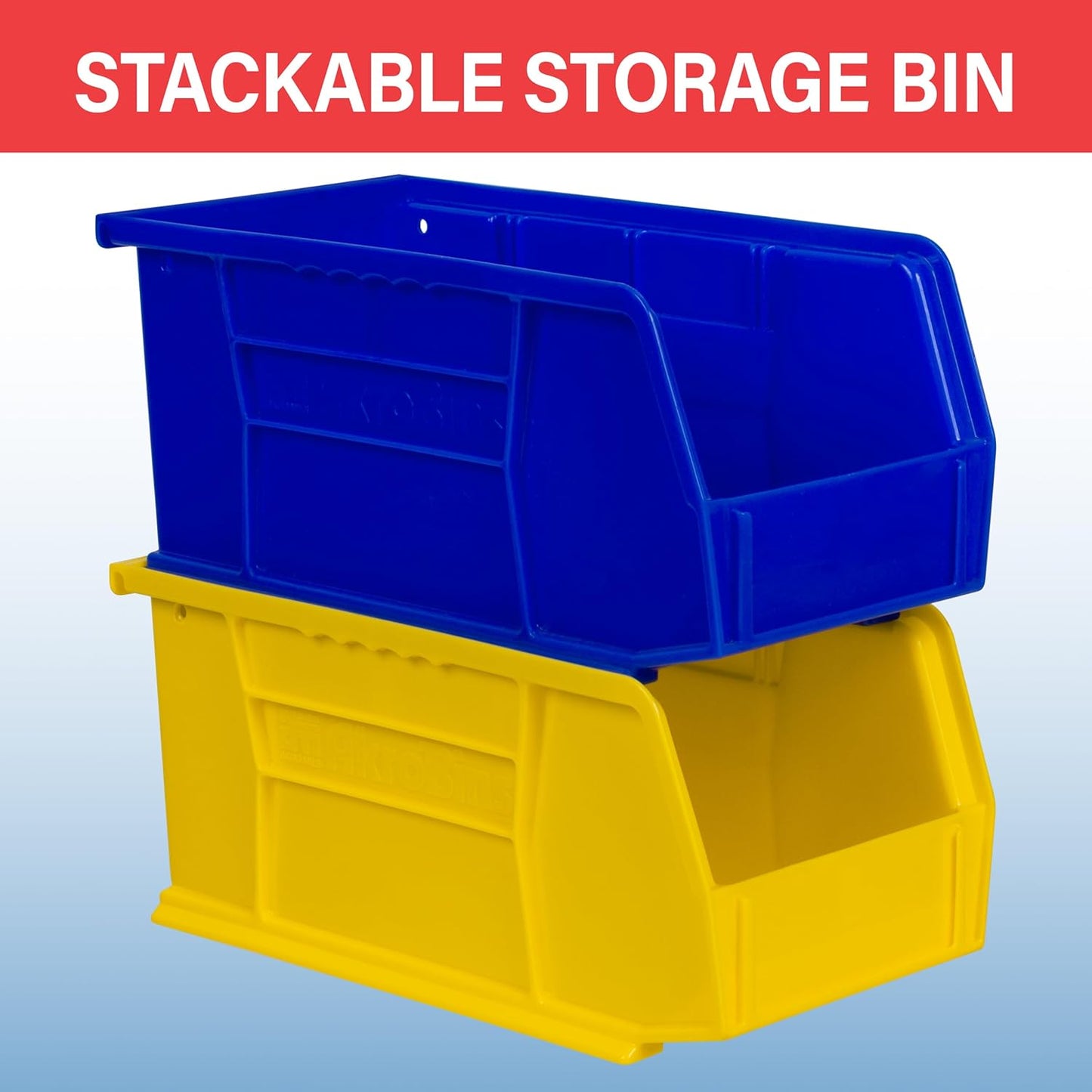 Akro-Mils 30230 AkroBins Plastic Storage Bins, 11"x5"x5", Yellow, 12-Pack | Space-Saving Stackable Bins for Garage, Pantry, Craft Organization