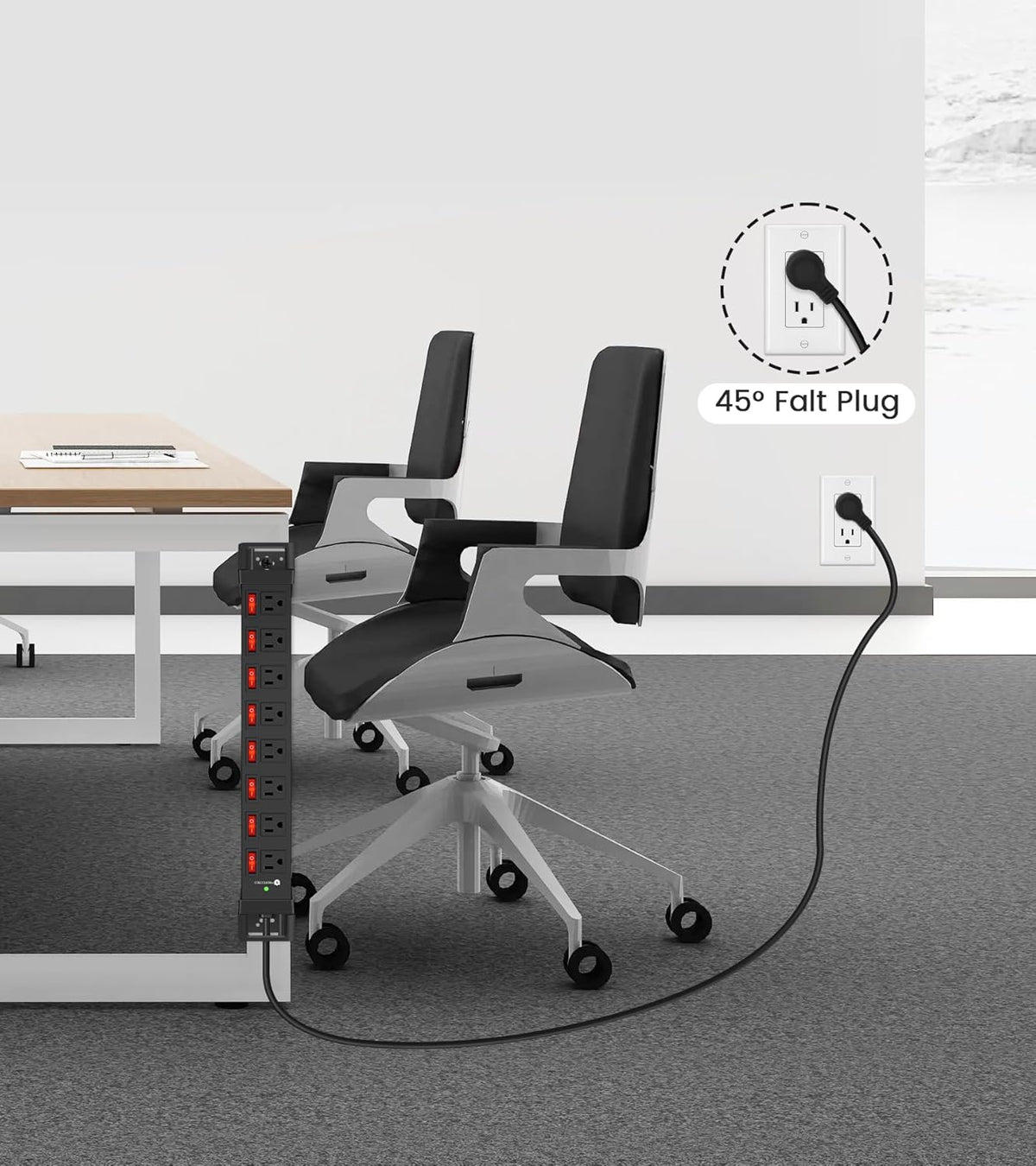 HEZI Heavy Duty Power Strip with 8 Outlets,1200J Surge Protector,Black,6FT