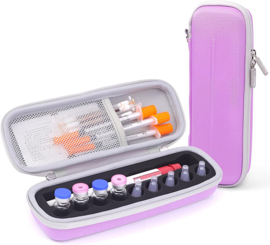 Krypthos Diabetic Supplies Travel Carrying Case, Daily Use Insulin Pen Holder Case for Insulin Vials, Insulin Pens, and Needle Storage (Violet)
