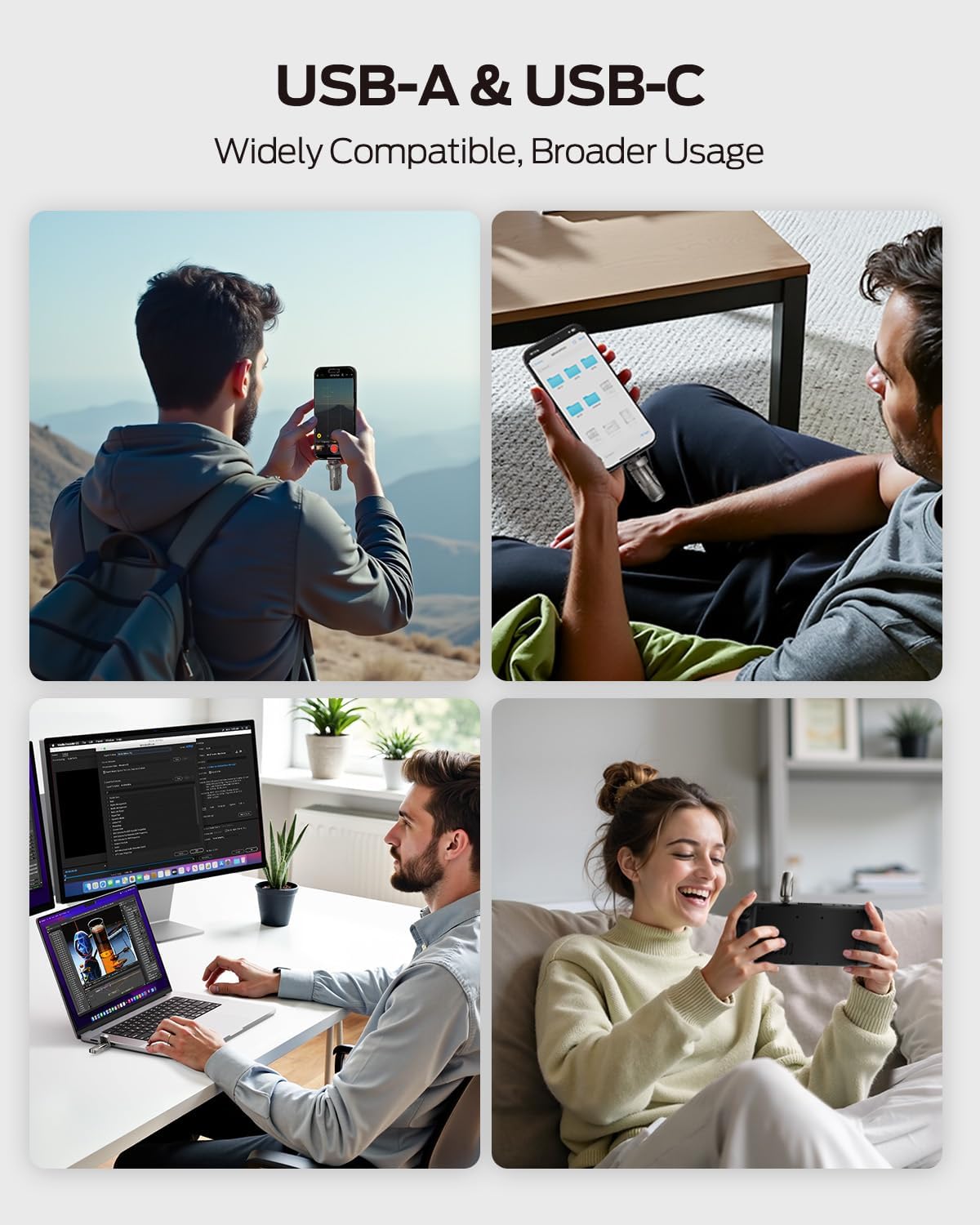 MOVE SPEED 1TB Flash Drive, External SSD with 1000MB/s Read Write Speed, USB 3.2 Gen2+Type C Dual Port Portable SSD, Thumb Drive for iPhone 15, 16, 17 Series/MacBook/Android Phone/Audio etc(1 Pack)