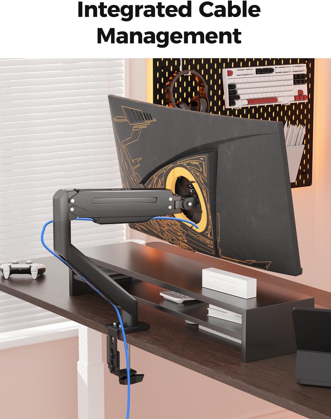Suptek Single Monitor Mount,Adjustable Gas Spring Monitor Arm Desk Mount Stand Fits 17 20 22 23 24 26 27 32 33 35 36 inch,Holds up to 25 lbs, Black(MD9)