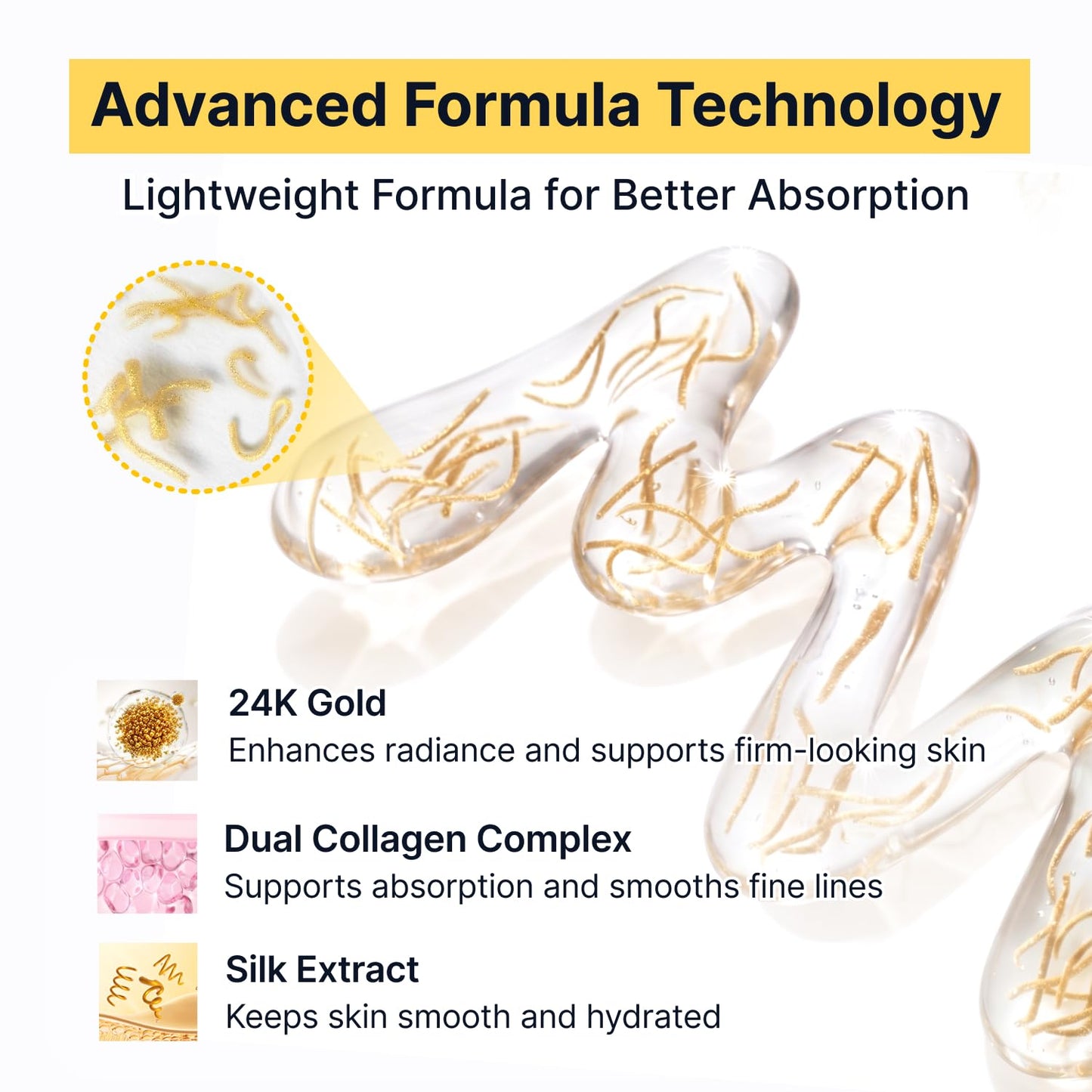 SUNGBOON EDITOR Glow Intensive Deep Collagen Silk Peptide EGF Ampoule, Copper Peptides Serum for Face with Multi Peptides, Hydrating Korean Skincare Facial Serum for Smooth-Looking Skin, 1.35 fl oz