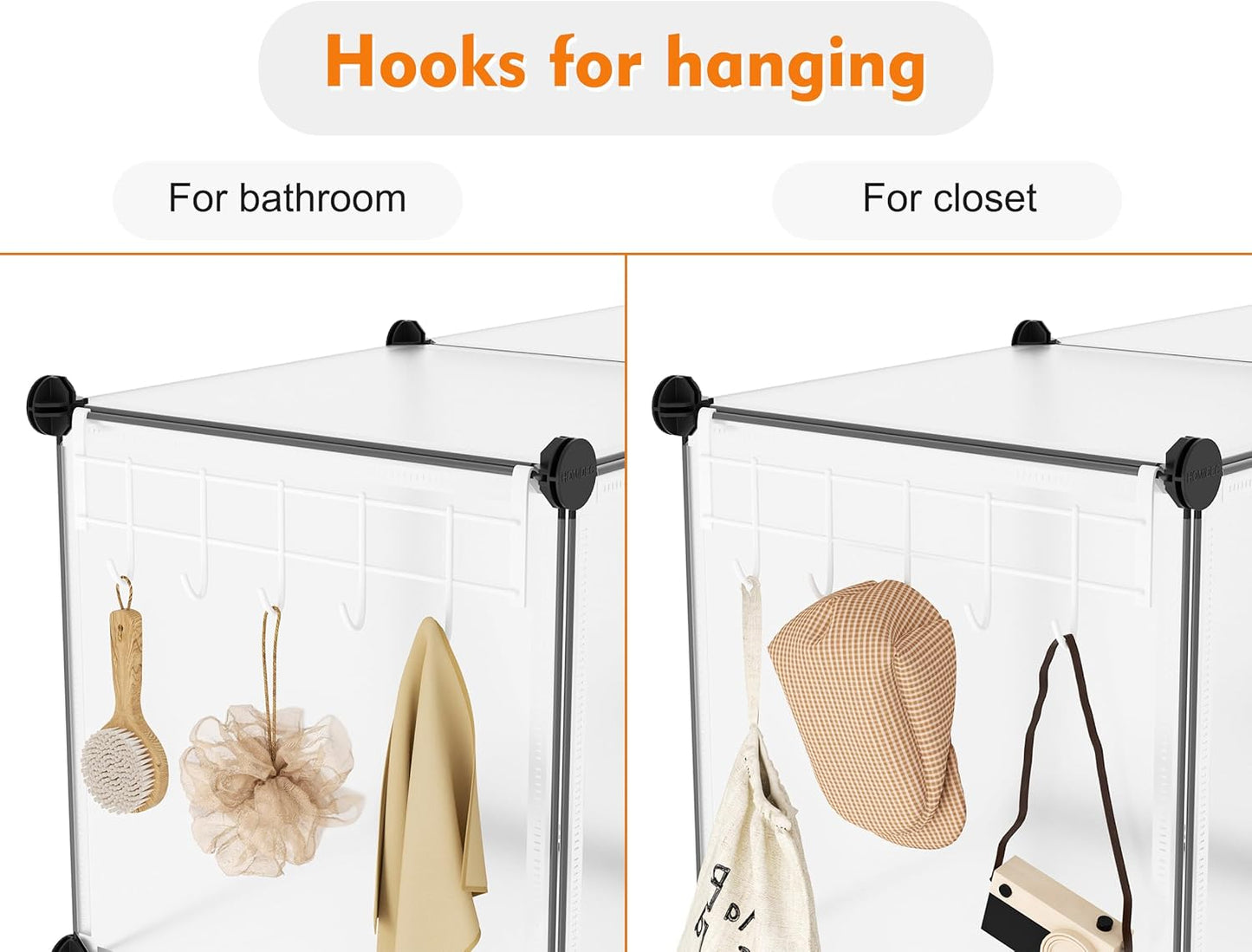 Closet Organizer, 12-cube Closet Organizers and Storage, Portable Cube Storage Organizer, Closet Shelves for Kids, Closet, Bedroom, Bathroom, Office, Transparent