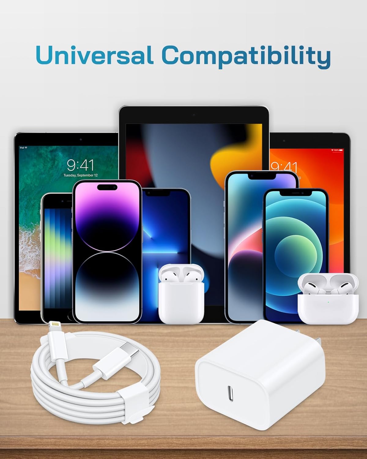 CXX Fast Charger for iPhone [3-Pack, MFi Certified], 20W USB-C PD Block with 6Ft Charging Cable Compatible with iPhone 14/13/12/11/Pro Max & iPad