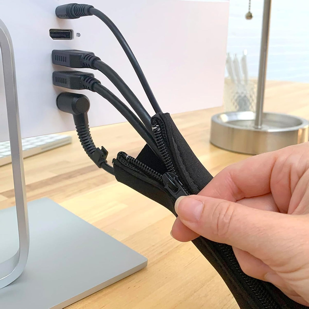 Zipper Cable Sleeve by Wrap-It Storage - 24" x 4" (4-Pack) Black