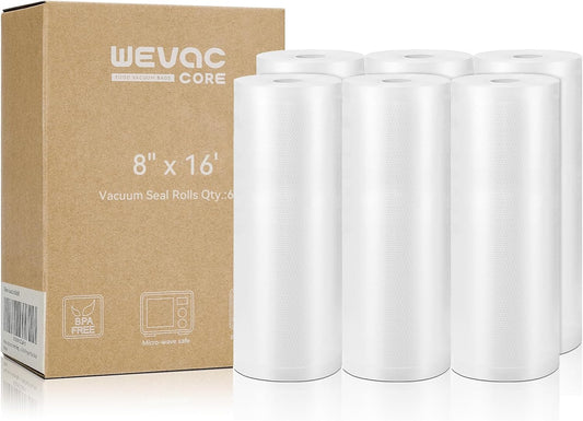 Wevac Vacuum Sealer Bags for Food 8x16 6 Rolls, Fit Food Saver Machines