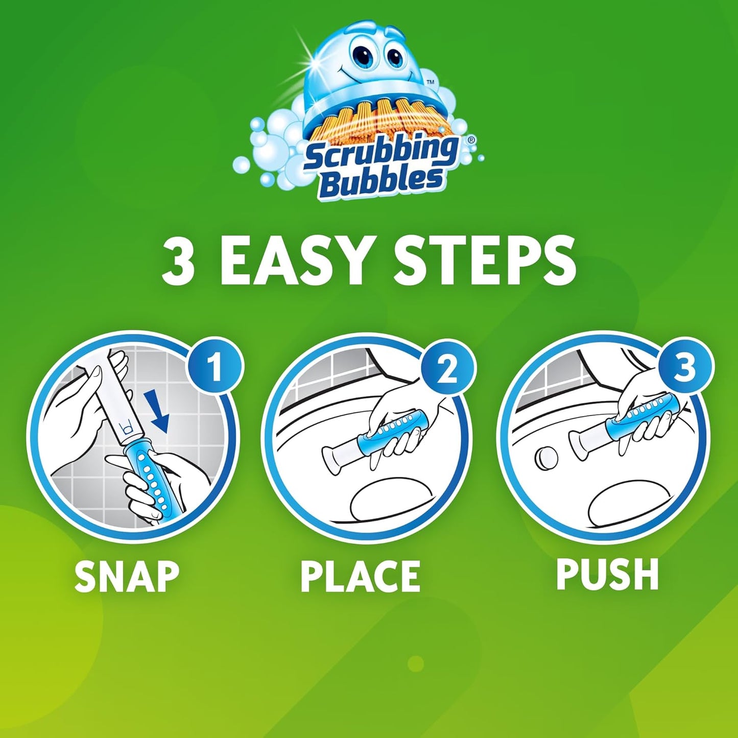 Scrubbing Bubbles Fresh Gel Toilet Bowl Cleaning Stamps, Helps Keep Toilet Clean and Helps Prevent Limescale & Rings, Rainshower Scent, 1 Dispenser with 24 Fresh Gel Stamps