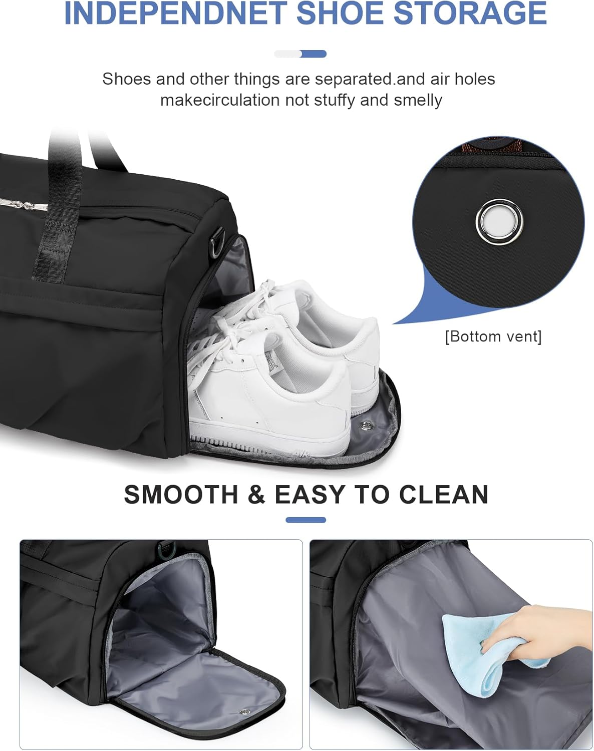 Gym Bag for Women with Shoe Compartment, Sport Travel Duffel Bag for Men