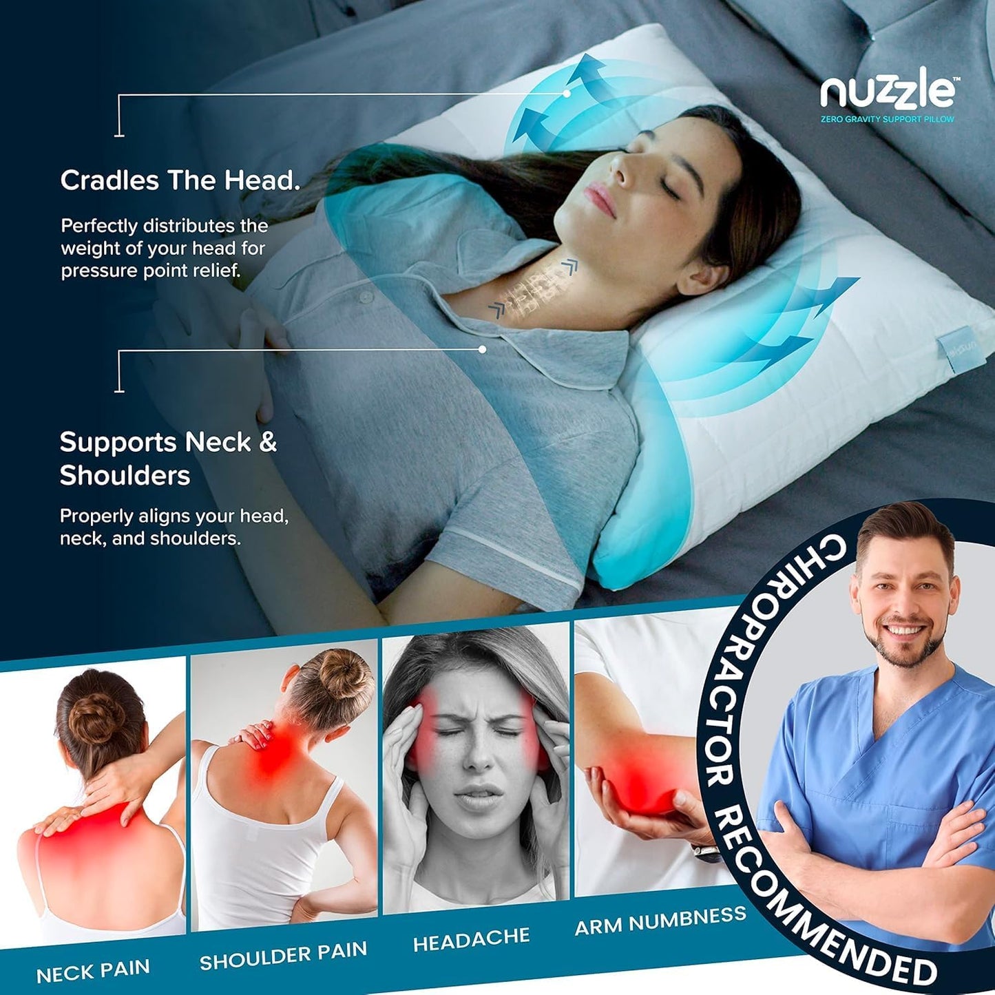 Nuzzle Adjustable Firm Pillow , Luxury Standard Size Bed Pillow Hotel Collection - Best Adjust Height Soft Cooling Pillow for Back, Stomach or Side Sleepers - Home Gifts